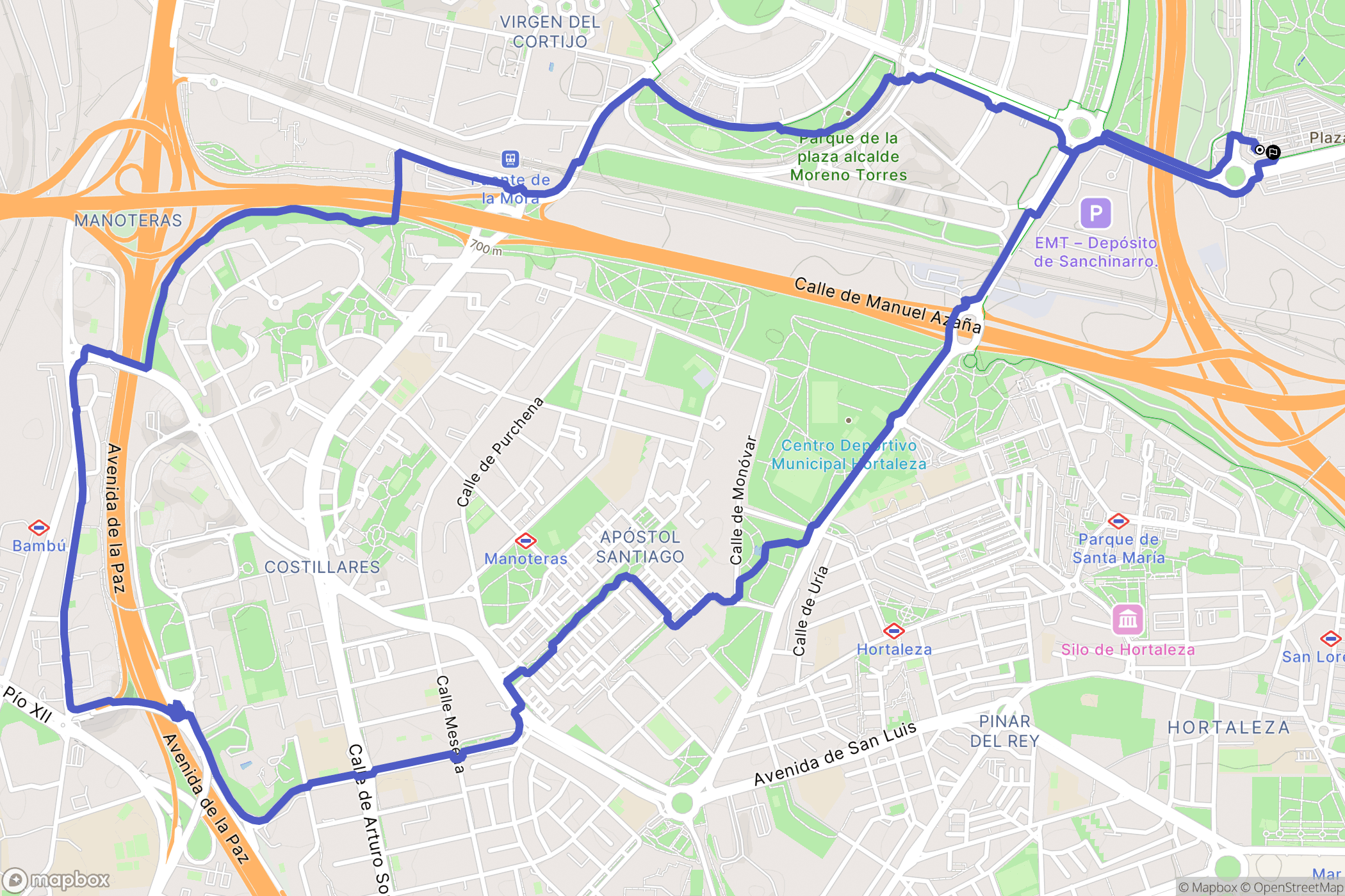Madrid : carte du parcours de randonnée - Spain