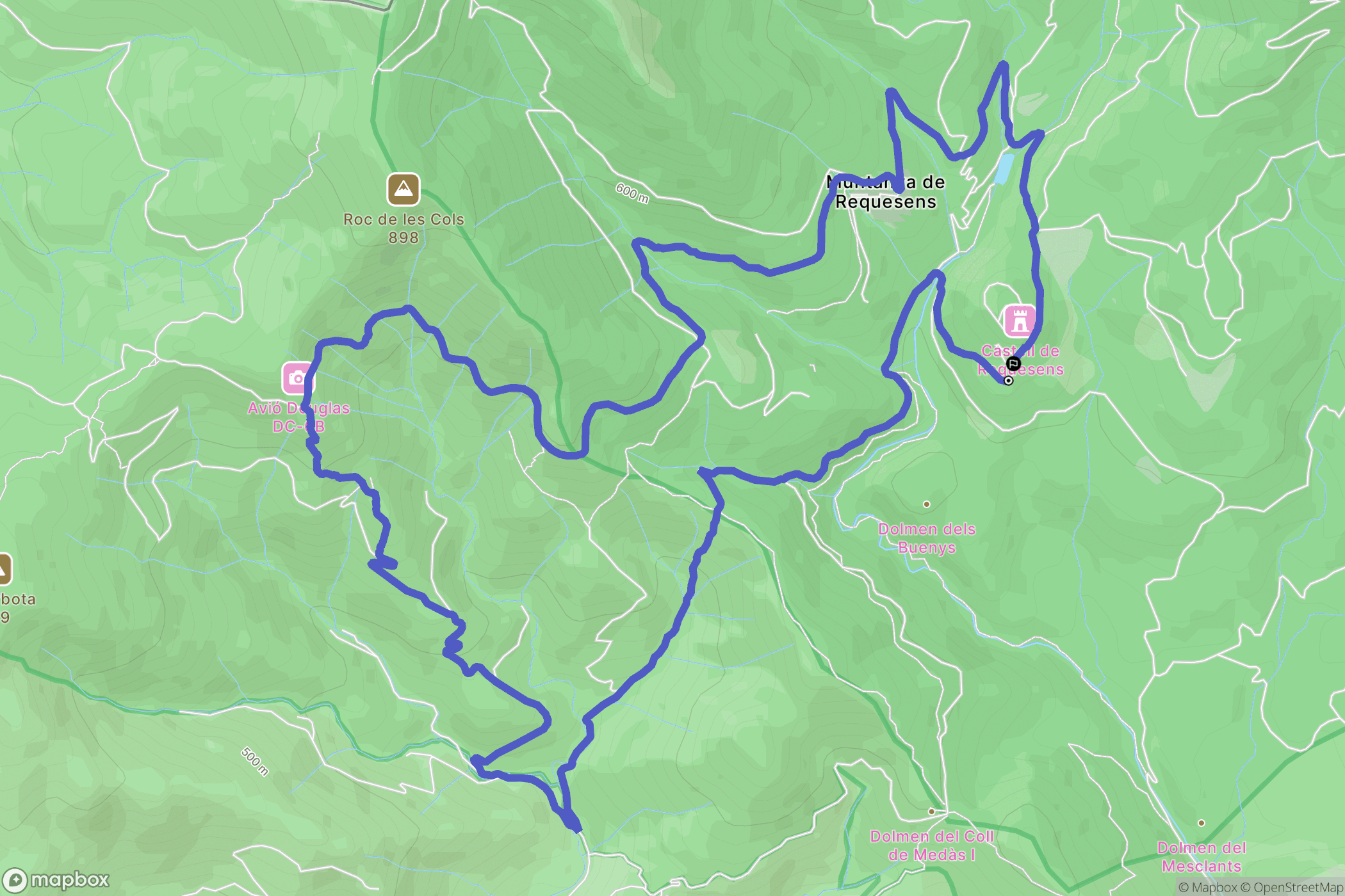 Cantallops : carte du parcours de randonnée - Spain