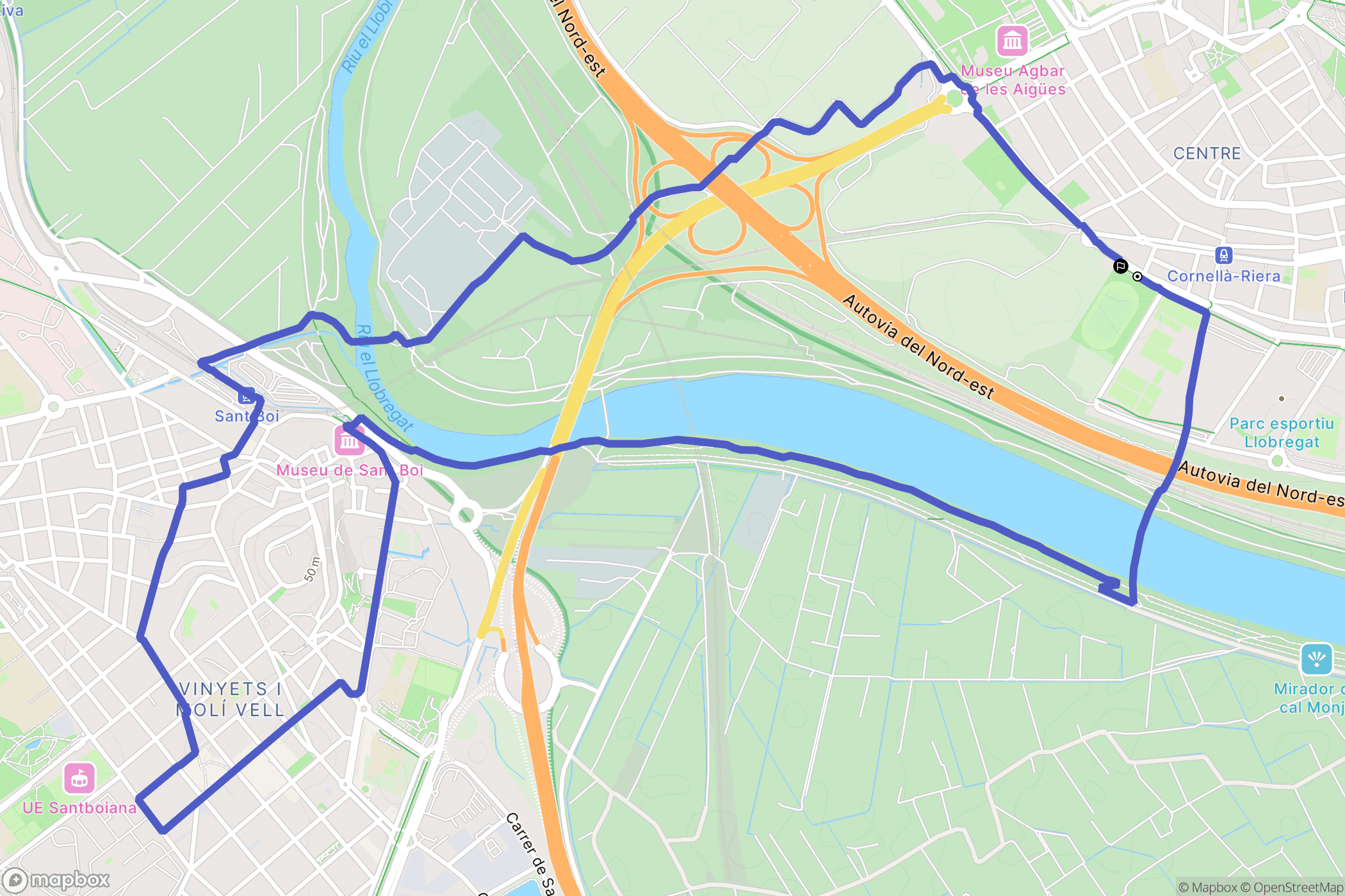Barcelona : carte du parcours de randonnée - Spain
