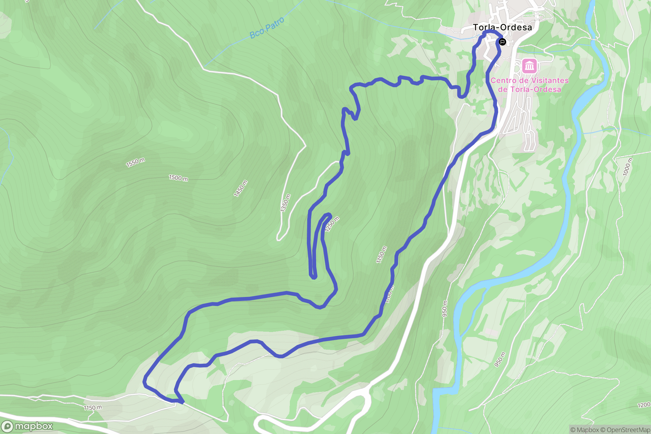 Torla-Ordesa : carte du parcours de randonnée - Spain
