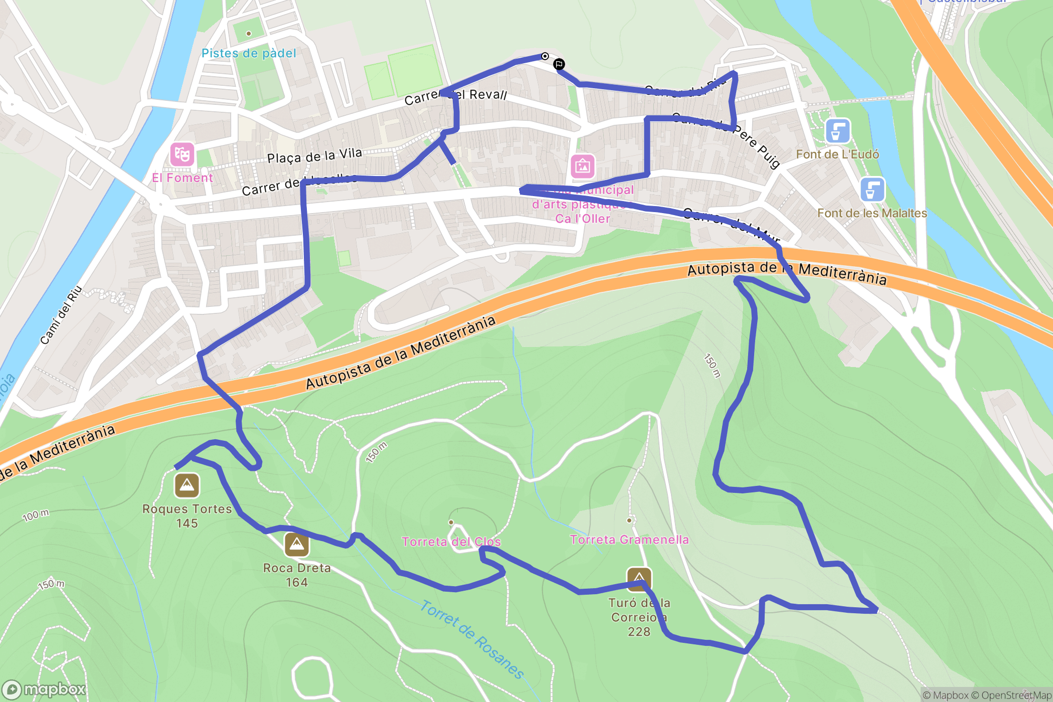 Martorell : carte du parcours de randonnée - Spain
