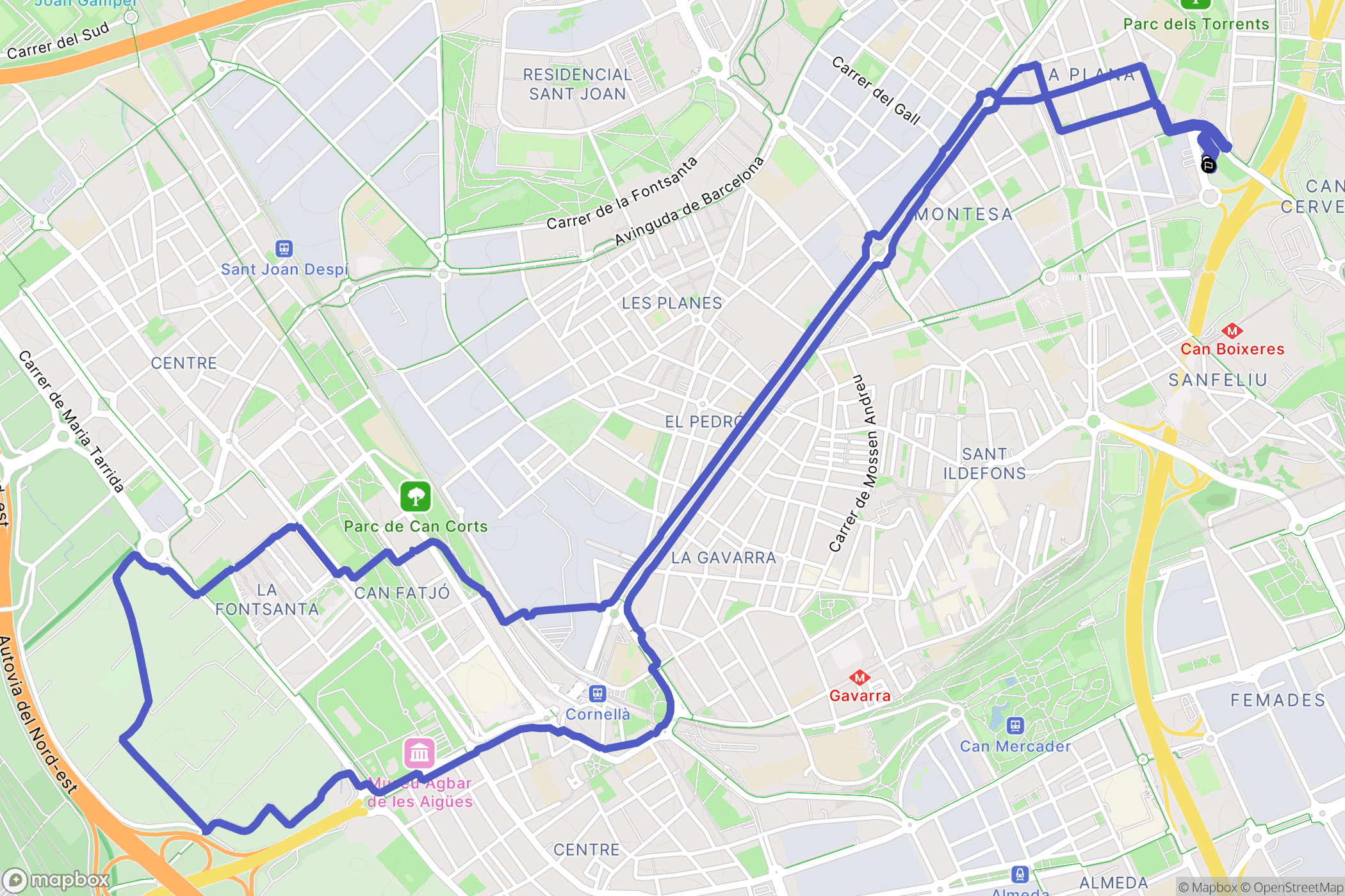 Esplugues de Llobregat : carte du parcours de randonnée - Spain
