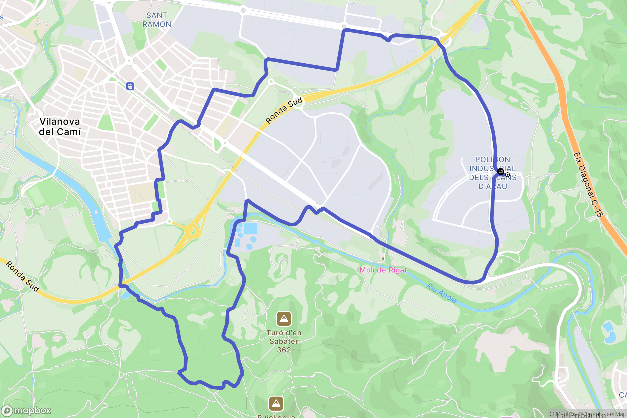 La Pobla de Claramunt : carte du parcours de randonnée - Spain