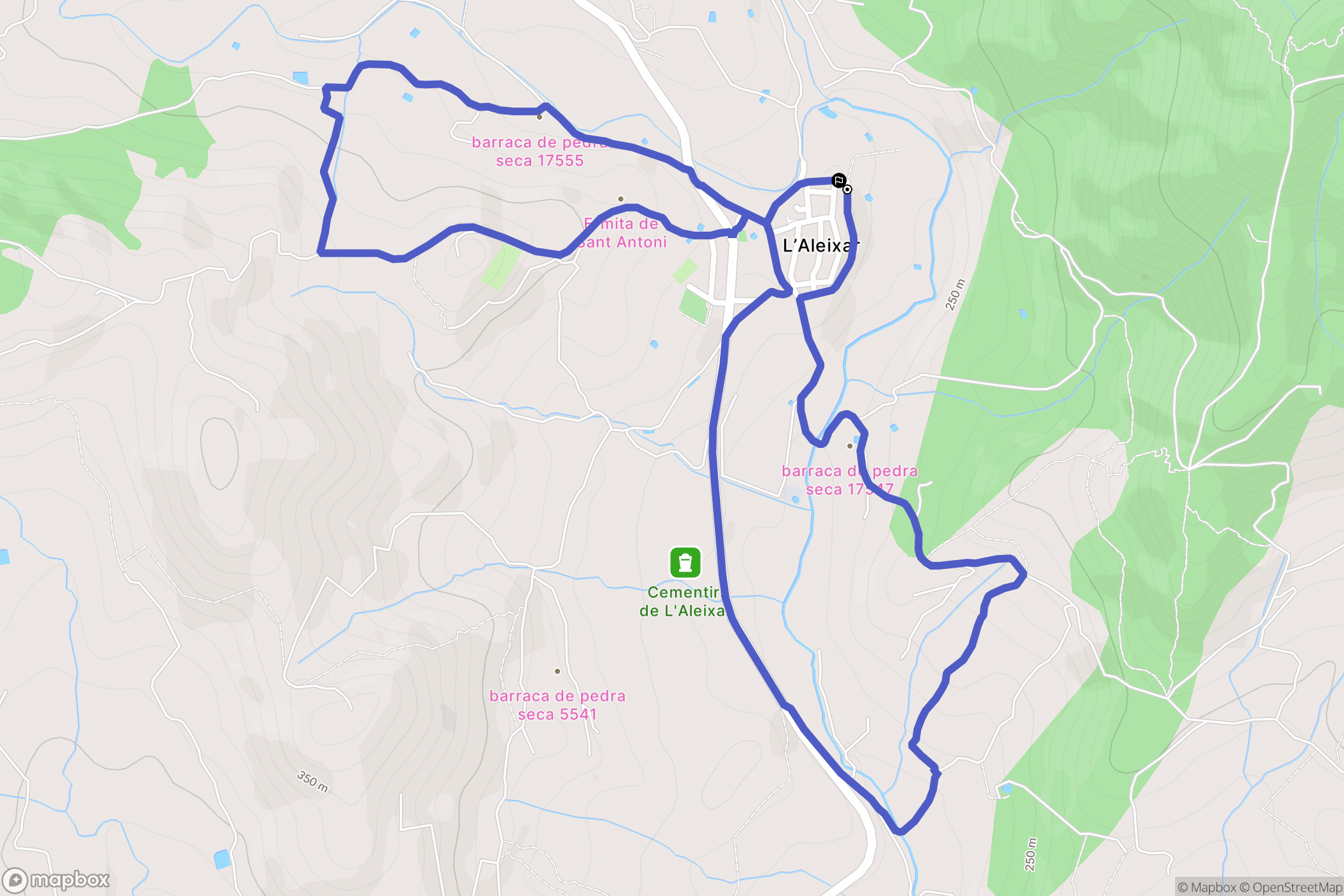 L'Aleixar : carte du parcours de randonnée - Spain