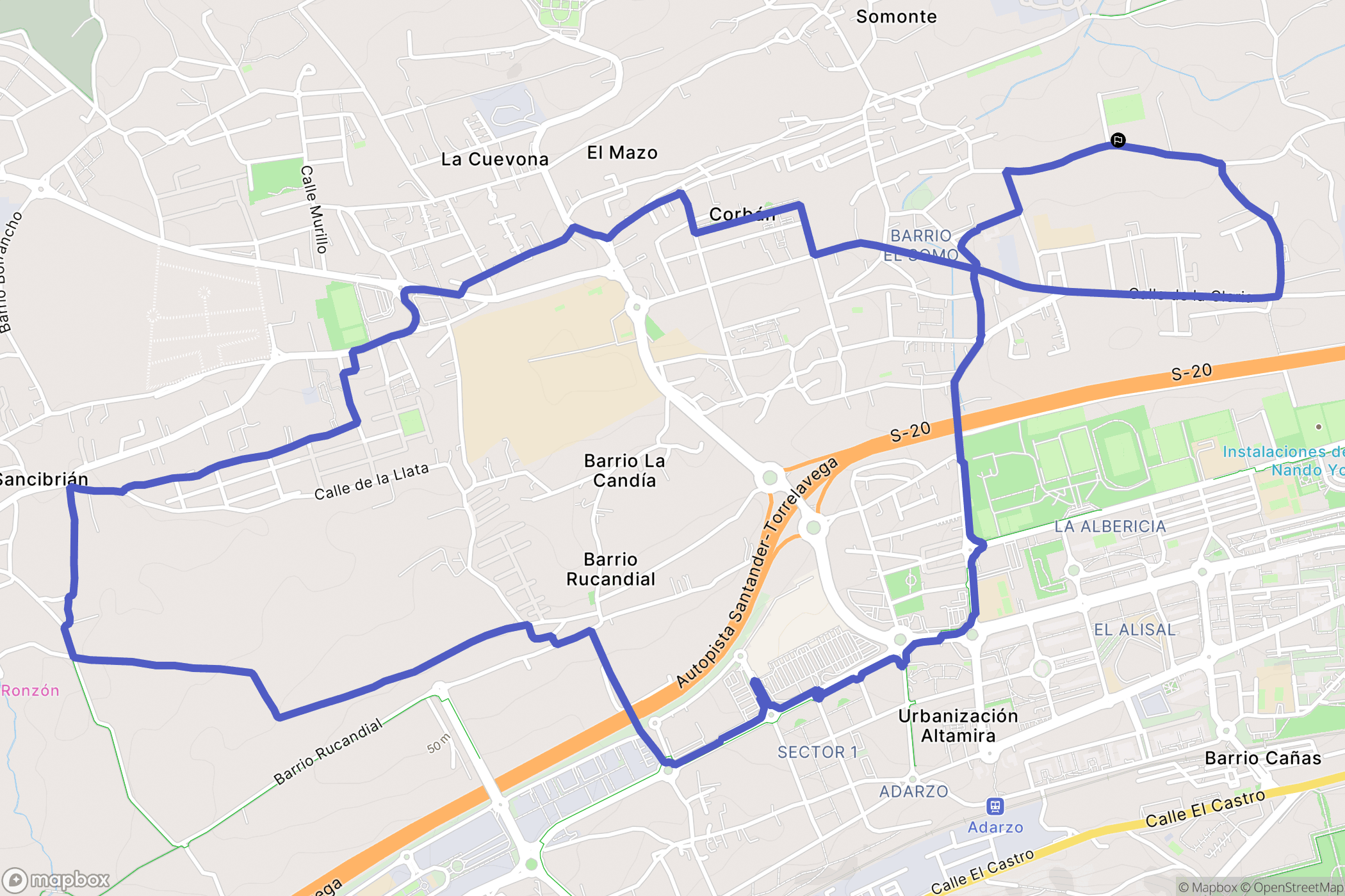 Santander : carte du parcours de randonnée - Spain