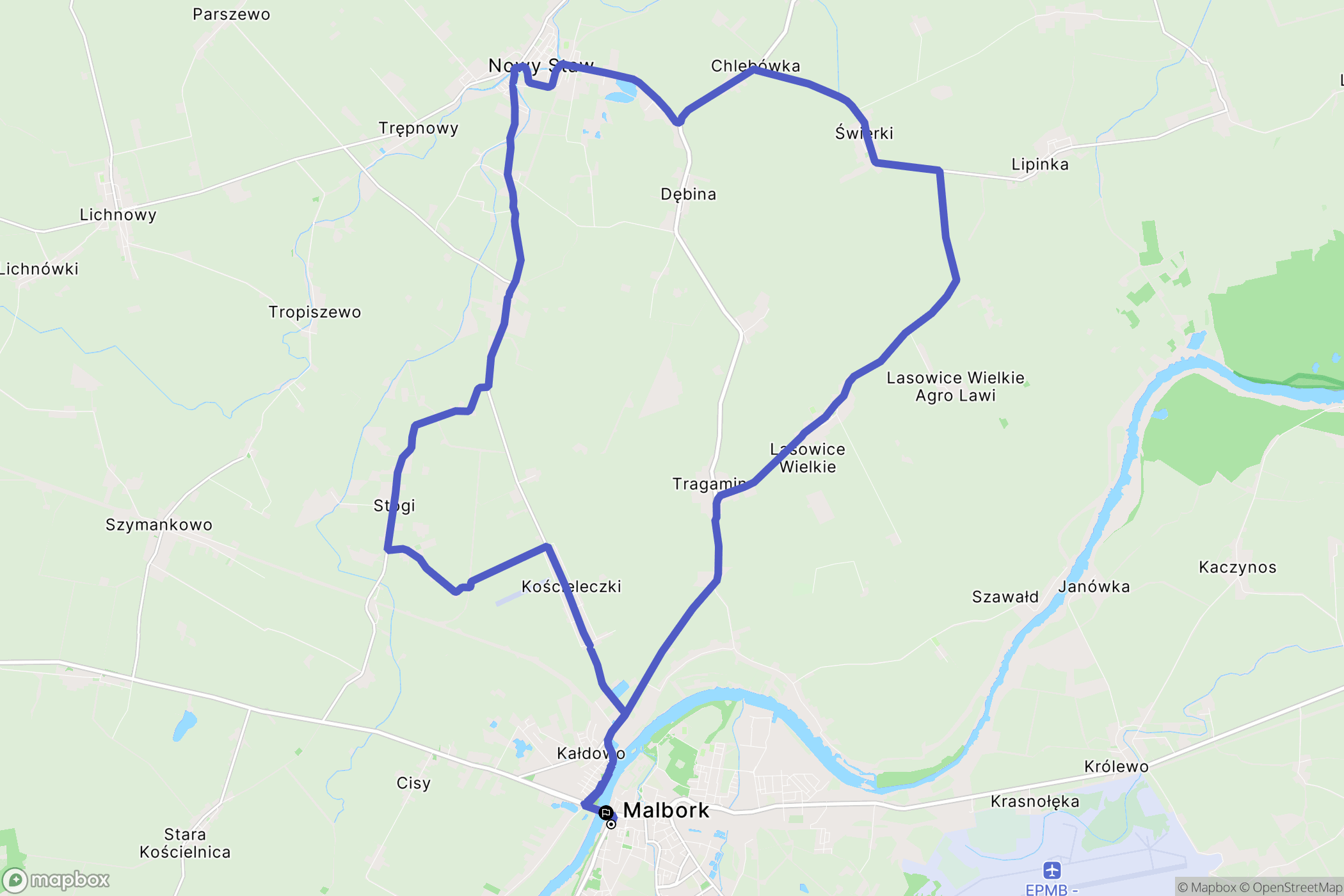 Malbork: mapa trasy - Poland