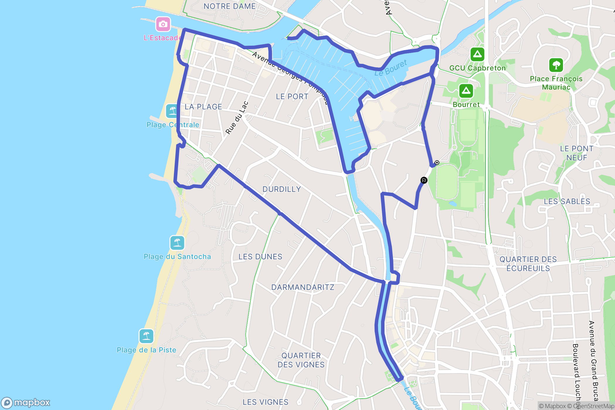 Capbreton : carte du parcours de randonnée - France