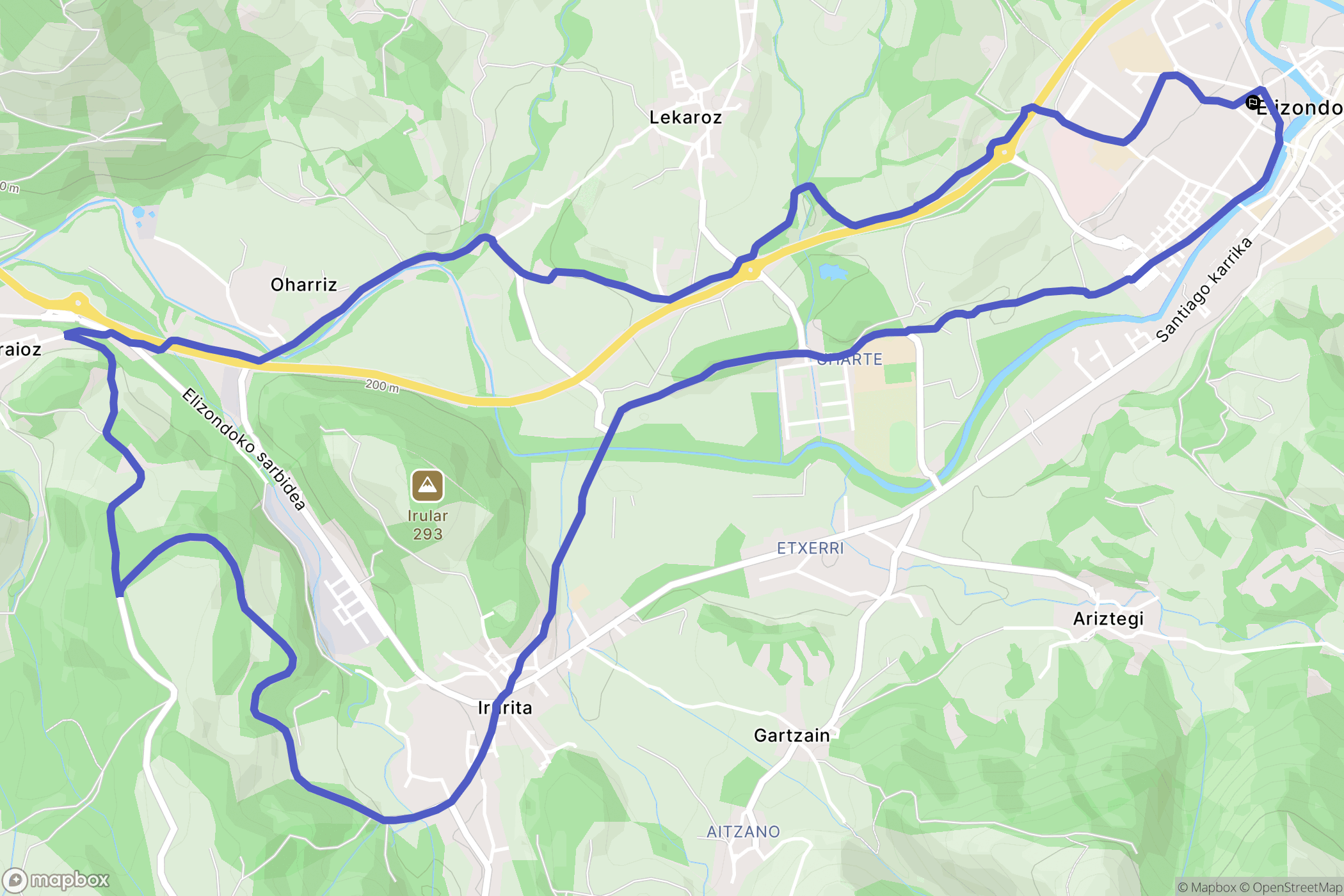 Elizondo : carte du parcours de randonnée - Spain