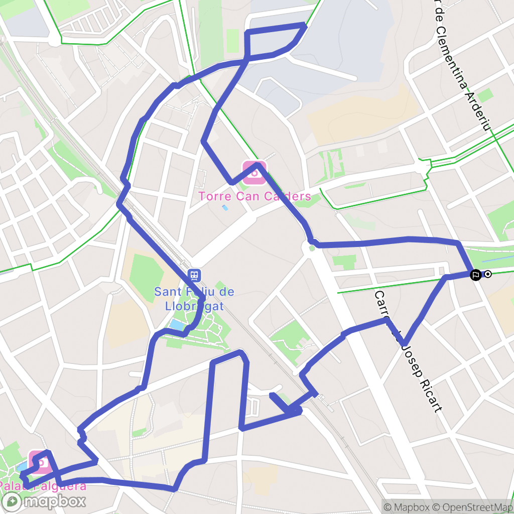 Sant Feliu de Llobregat : carte du parcours de randonnée - Spain