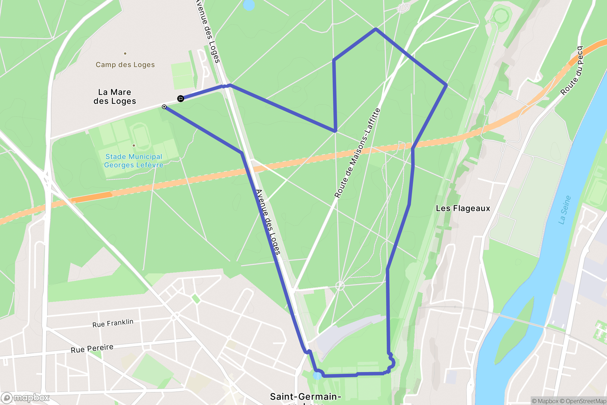 Saint-Germain-en-Laye : carte du parcours de randonnée - France