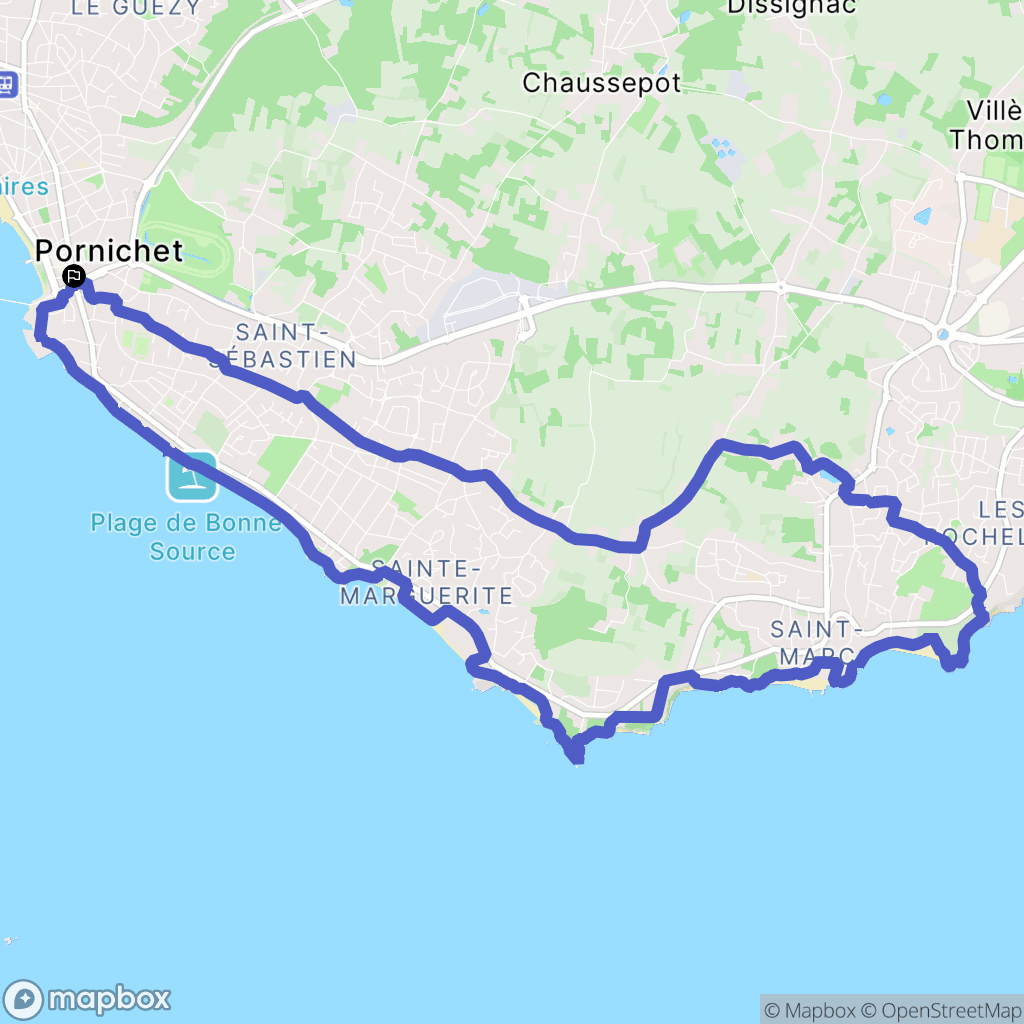 Pornichet : carte du parcours de randonnée - France