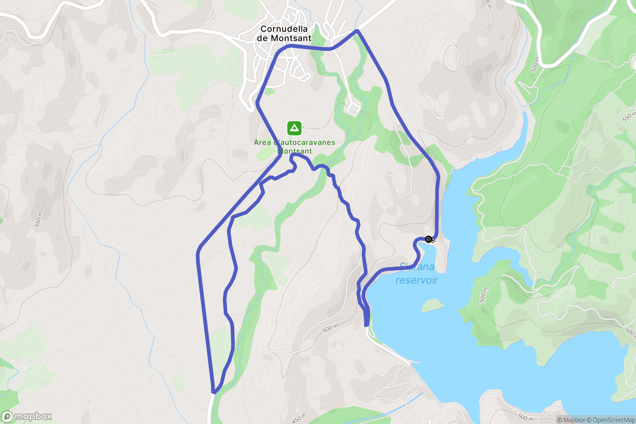 Cornudella de Montsant : carte du parcours de randonnée - Spain