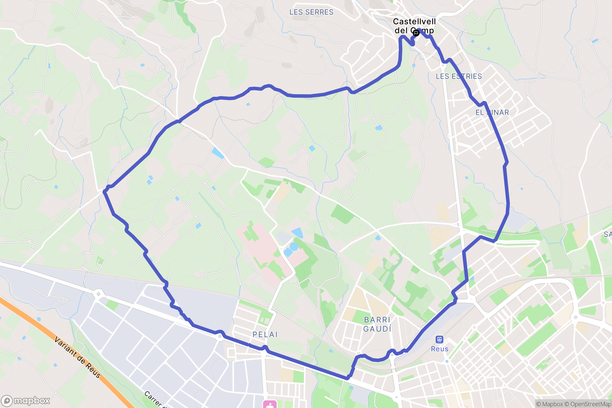 Castellvell del Camp : carte du parcours de randonnée - Spain