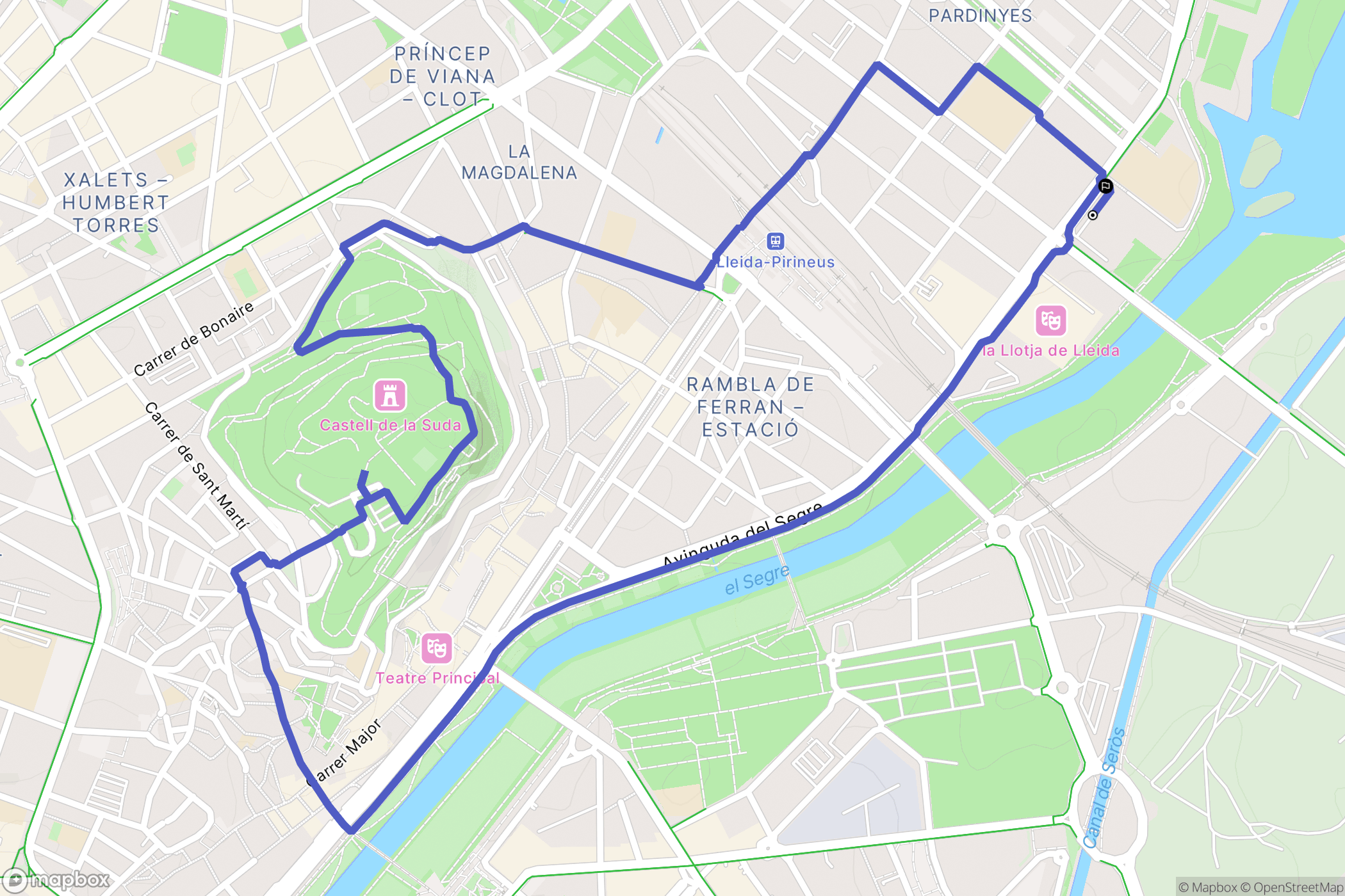 Lleida : carte du parcours de randonnée - Spain
