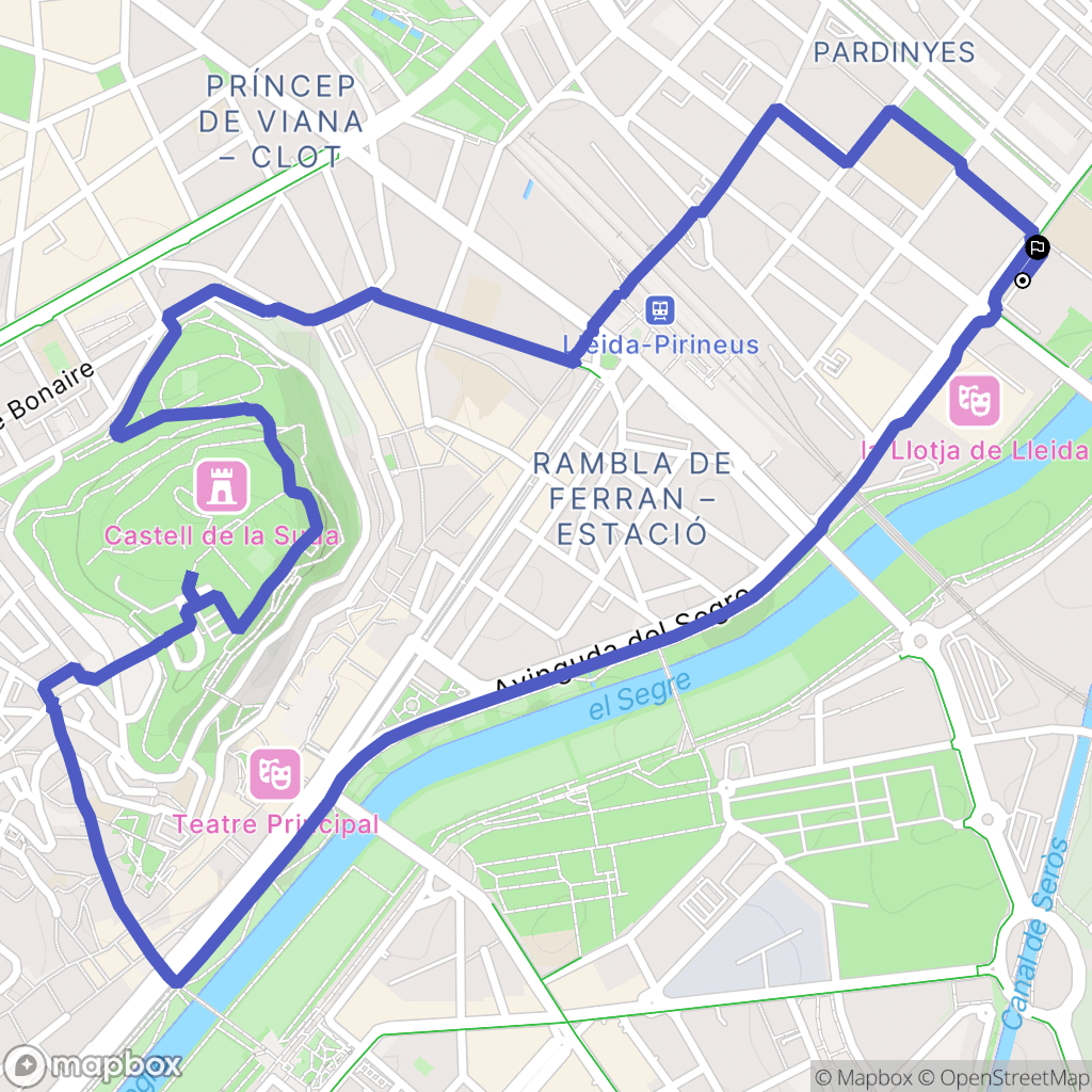 Lleida : carte du parcours de randonnée - Spain