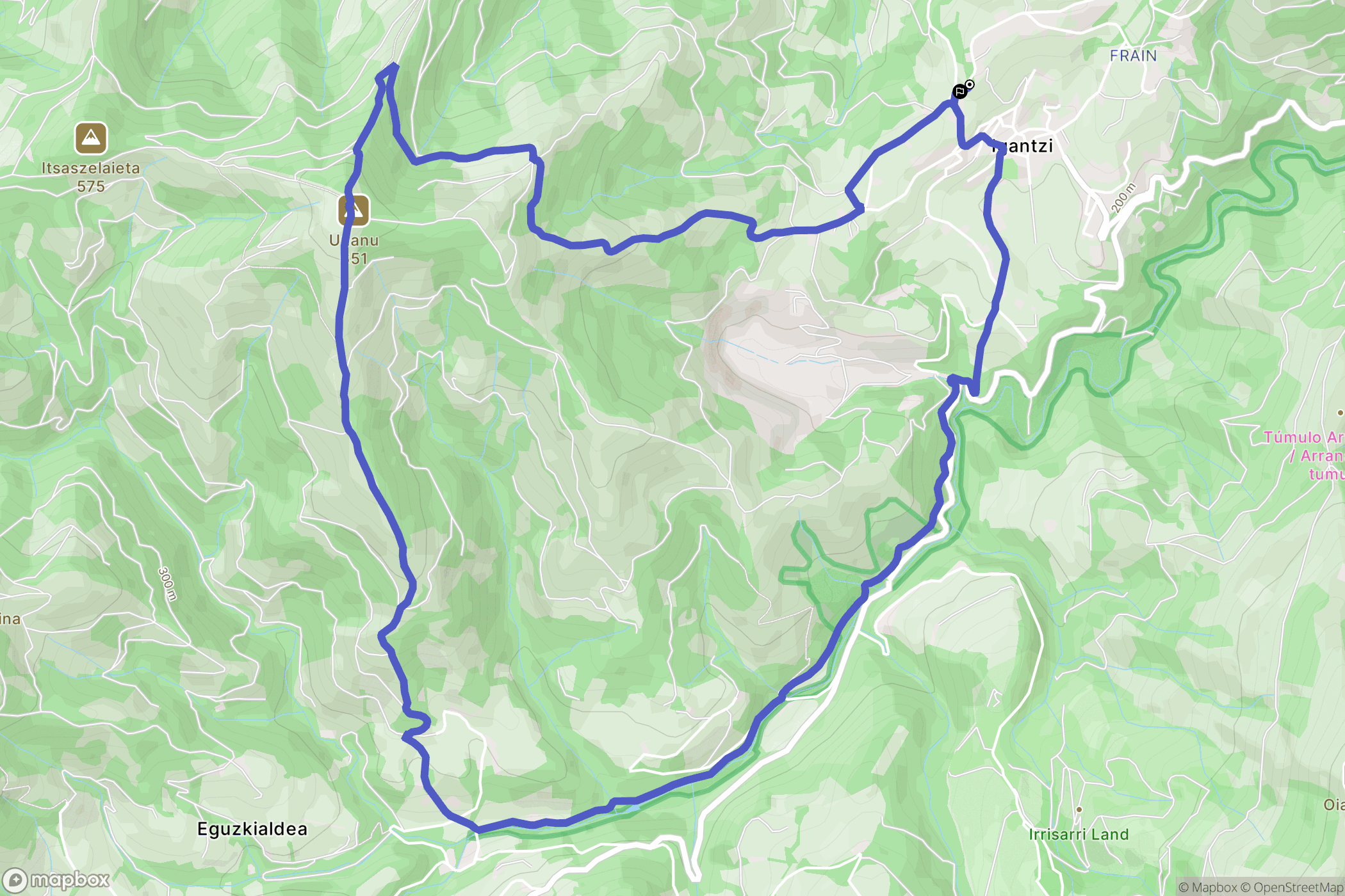 Yanci : carte du parcours de randonnée - Spain