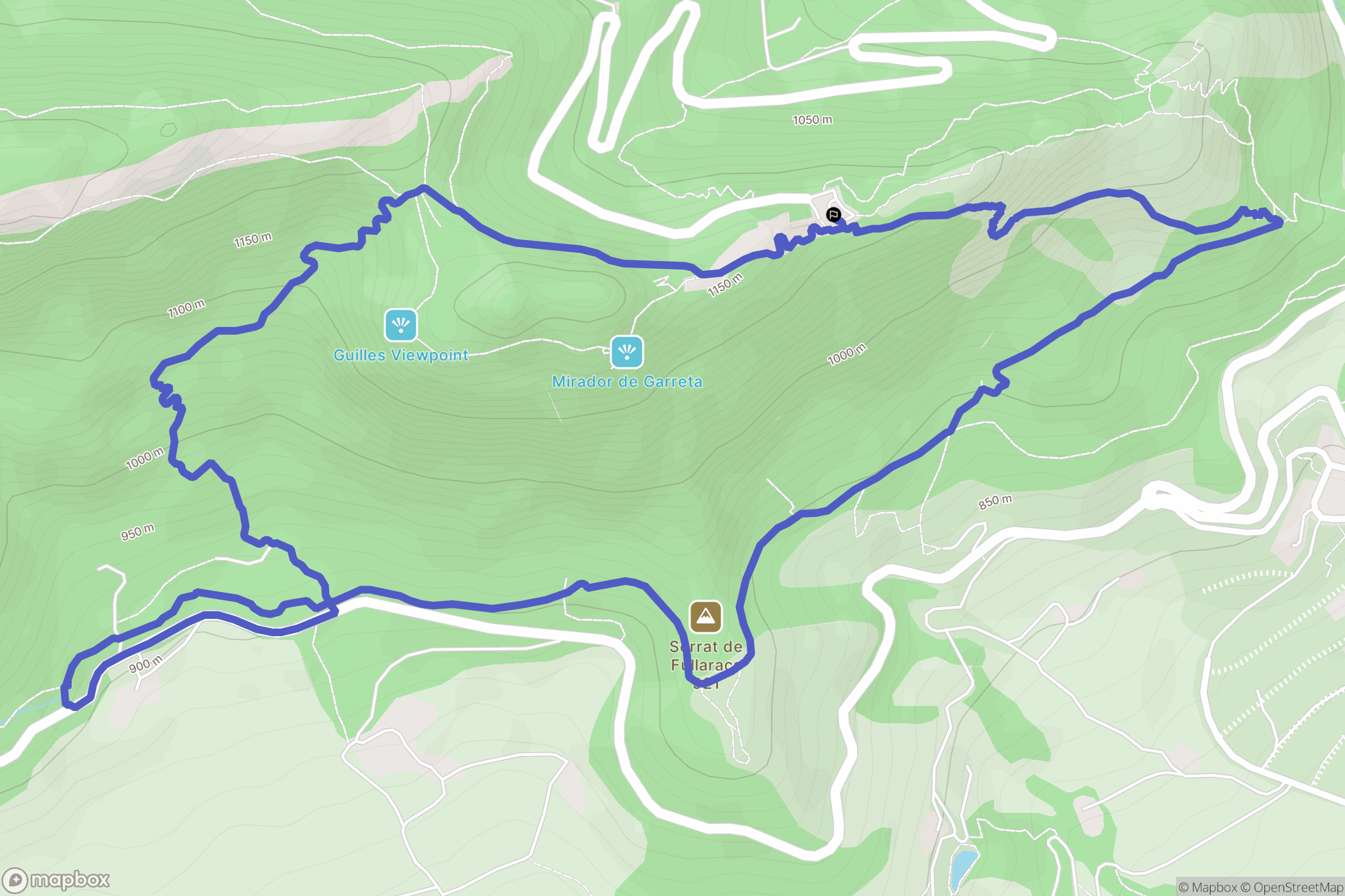 Berga : carte du parcours de randonnée - Spain