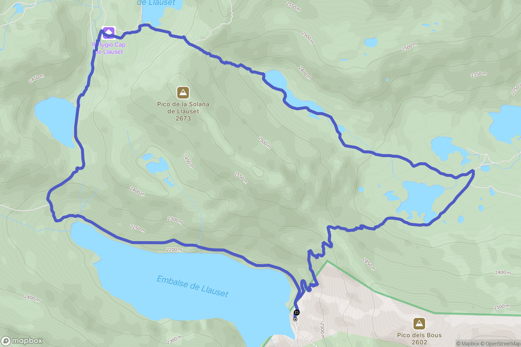 Aneto : carte du parcours de randonnée - Spain