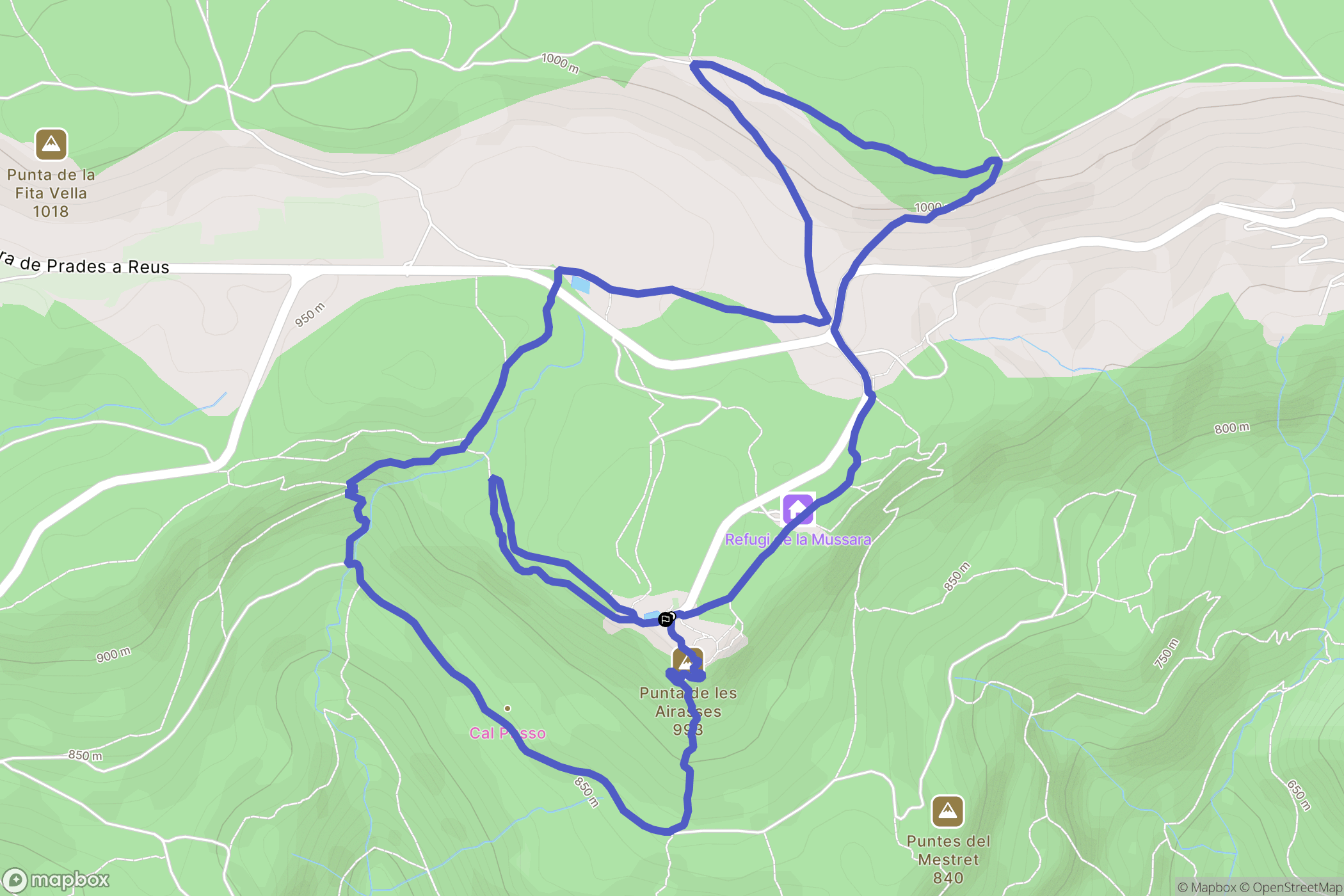 Vilaplana : carte du parcours de randonnée - Spain