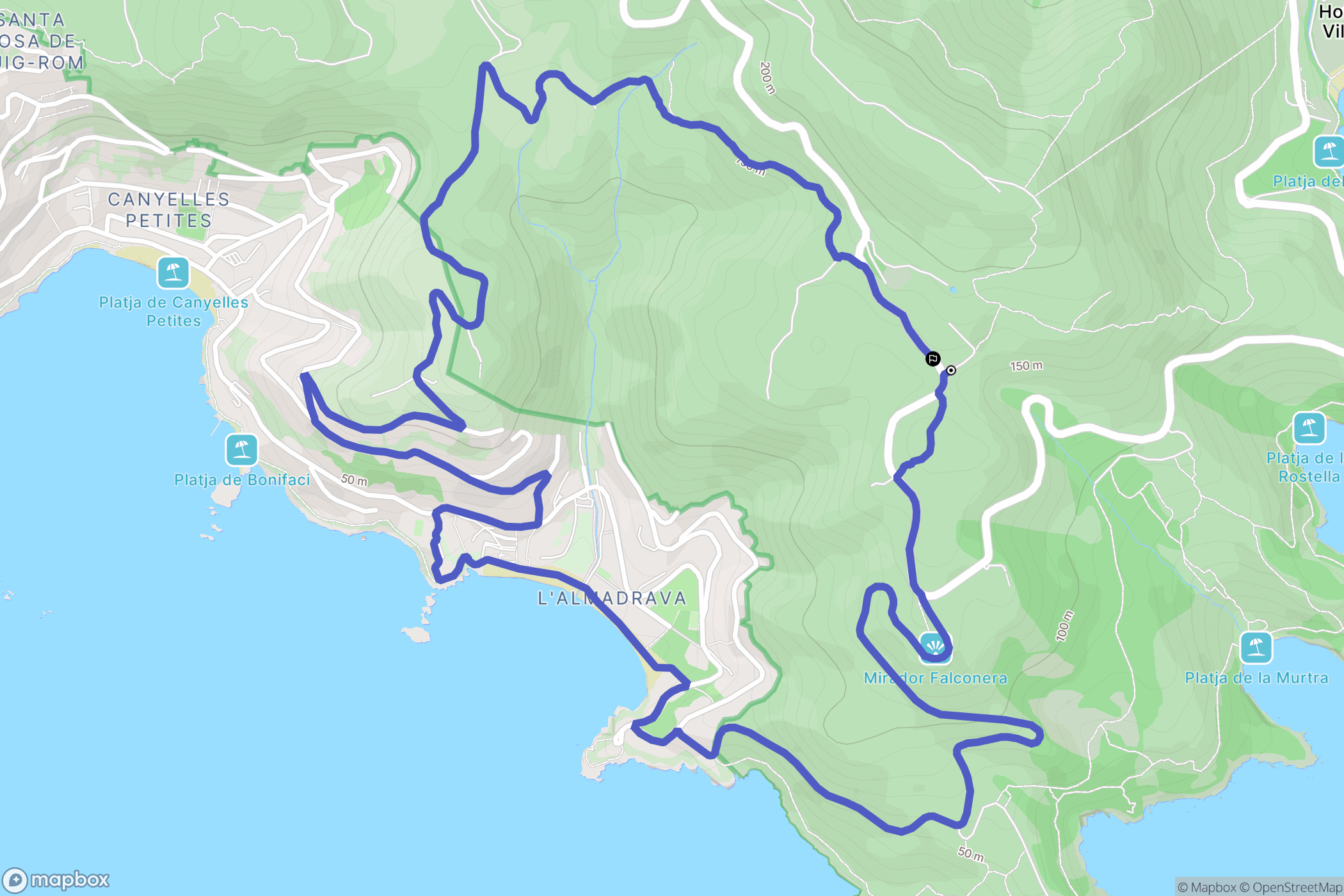 Roses : carte du parcours de randonnée - Spain
