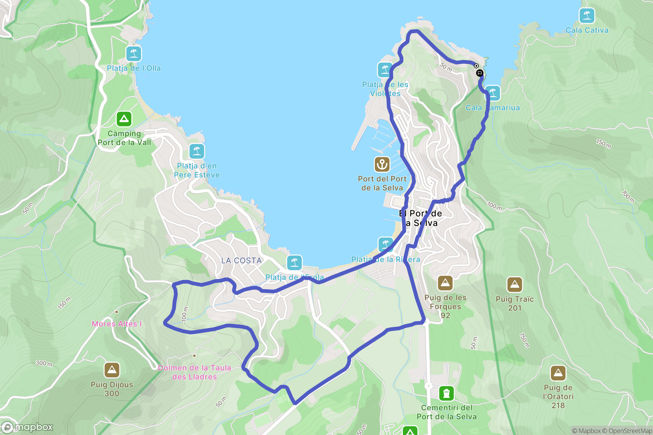 El Port de la Selva : carte du parcours de randonnée - Spain