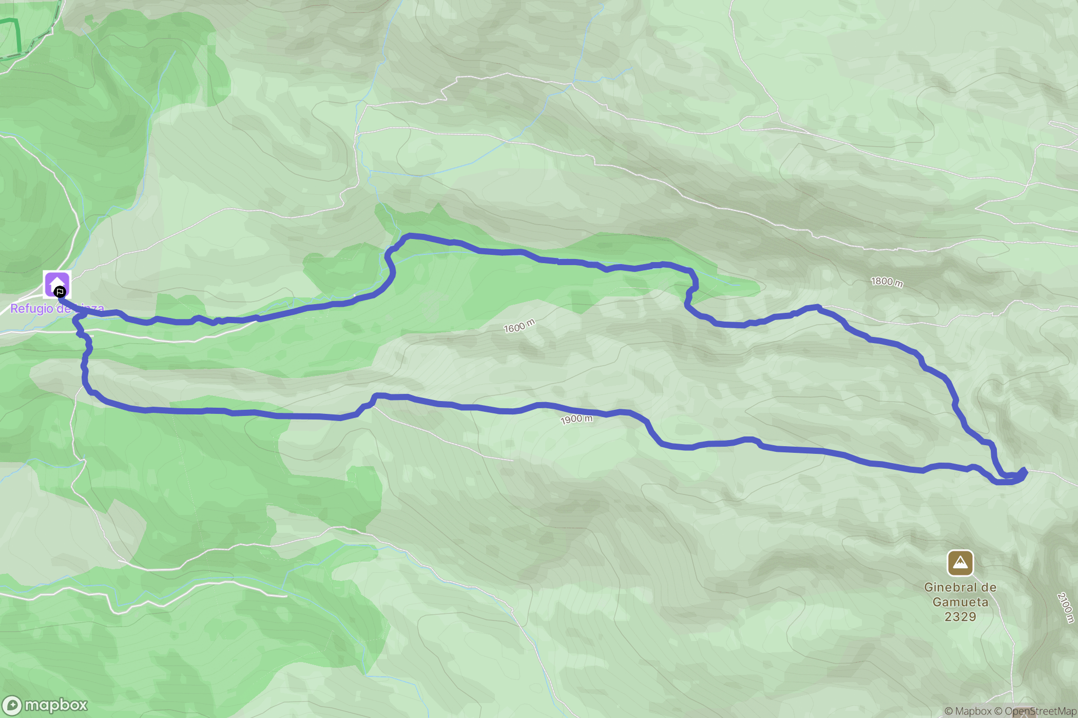 Huesca : carte du parcours de randonnée - Spain