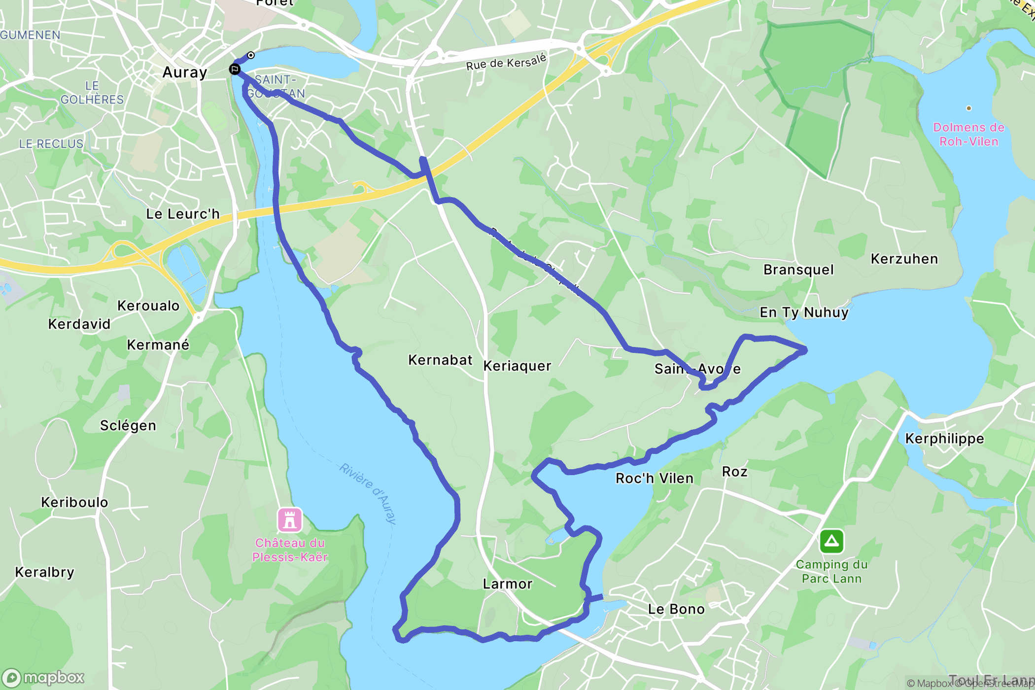 Auray : carte du parcours de randonnée - France