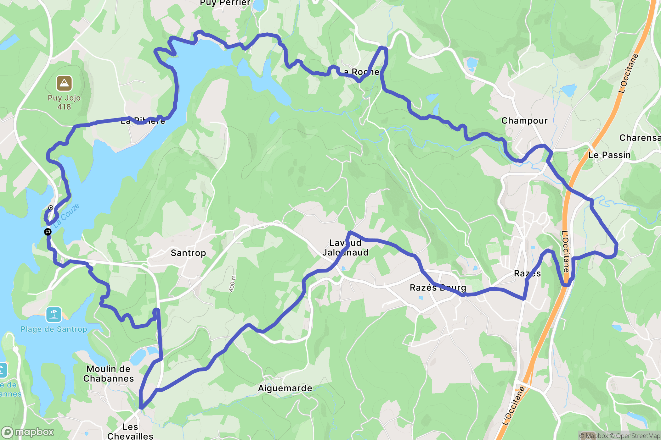Razès : carte du parcours de randonnée - France