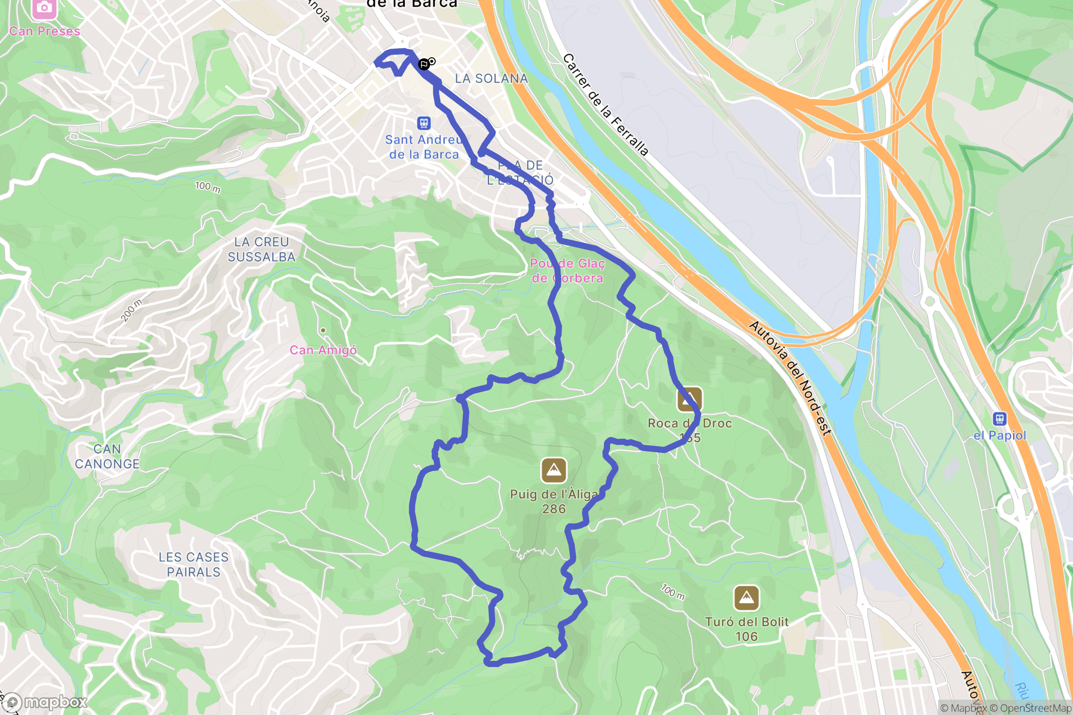 Sant Andreu de la Barca : carte du parcours de randonnée - Spain