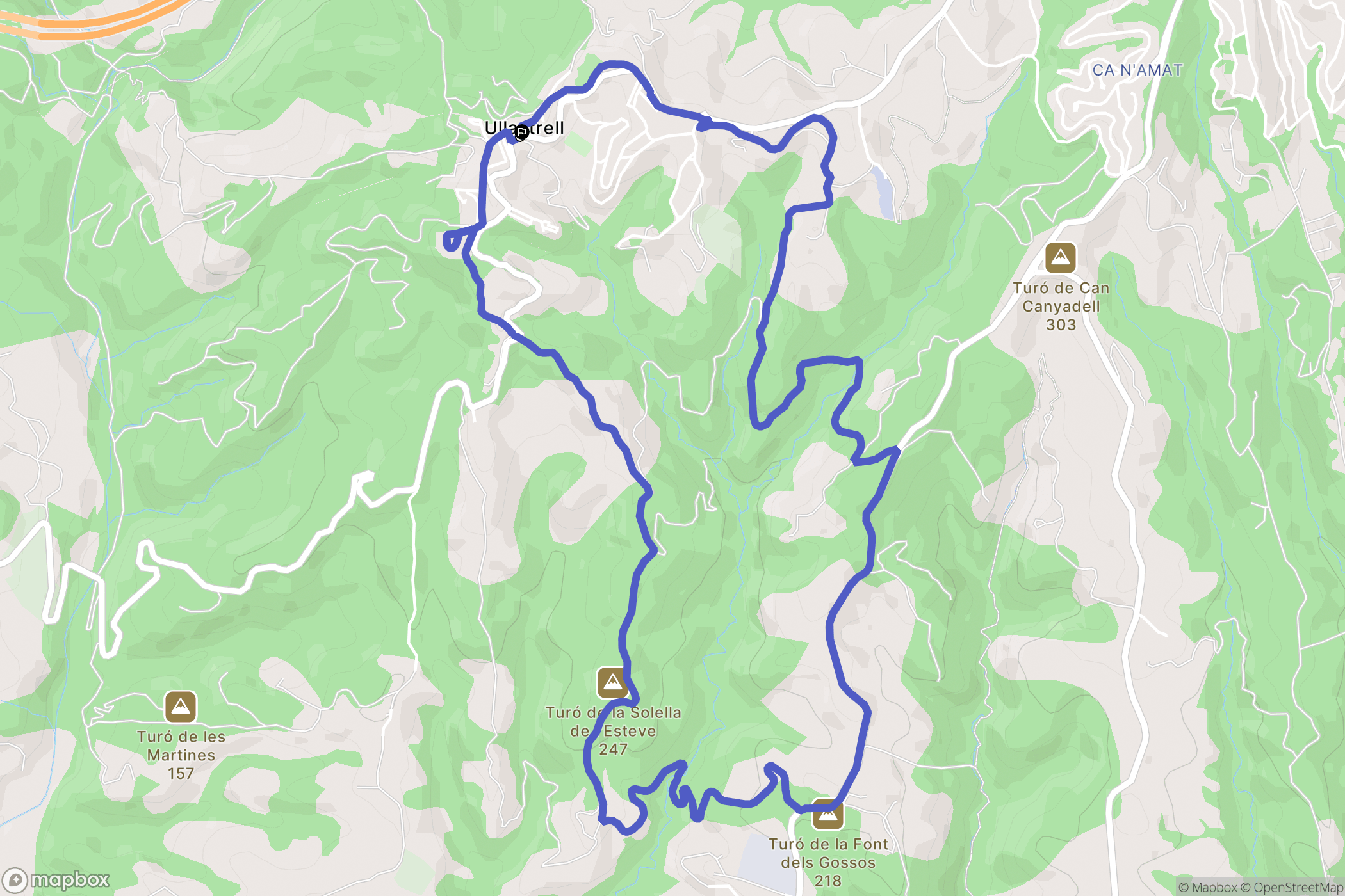 Ullastrell : carte du parcours de randonnée - Spain