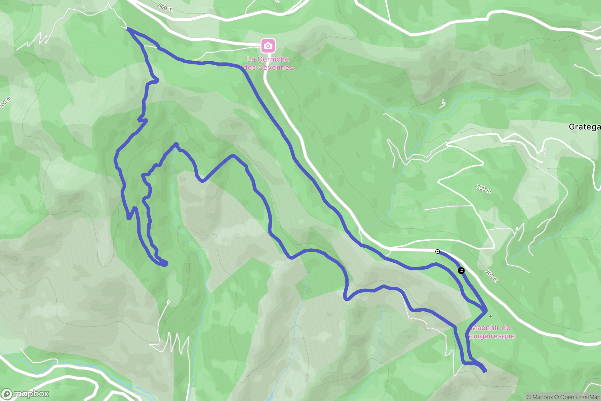 Gabriac : carte du parcours de randonnée - France