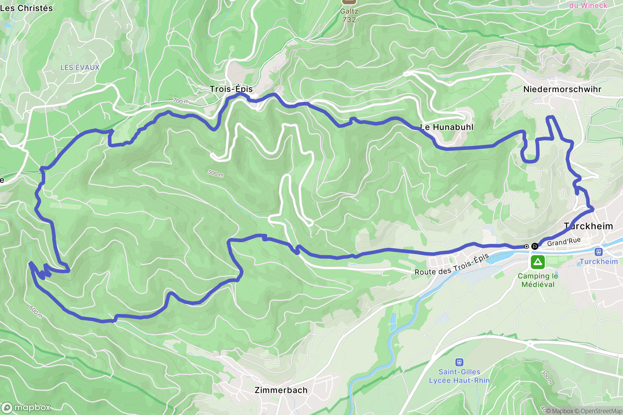 Turckheim : carte du parcours de randonnée - France