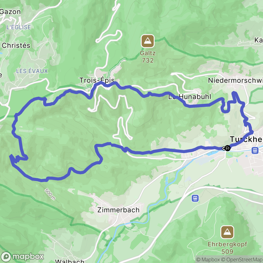 Turckheim : carte du parcours de randonnée - France