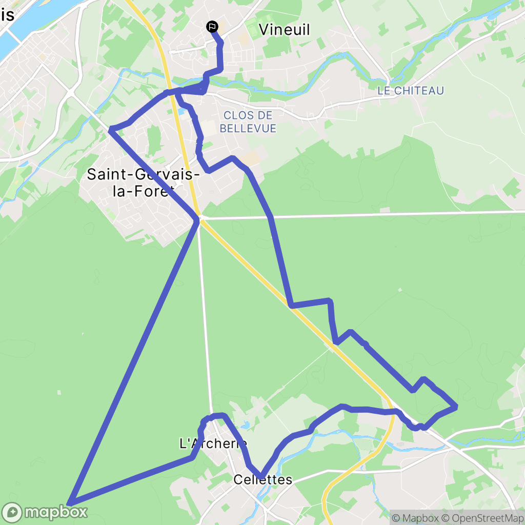 Vineuil : carte du parcours de randonnée - France