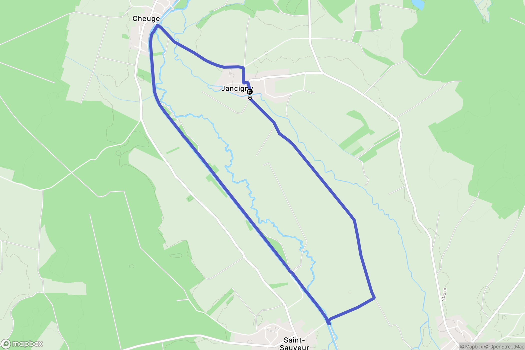 Jancigny : carte du parcours de randonnée - France