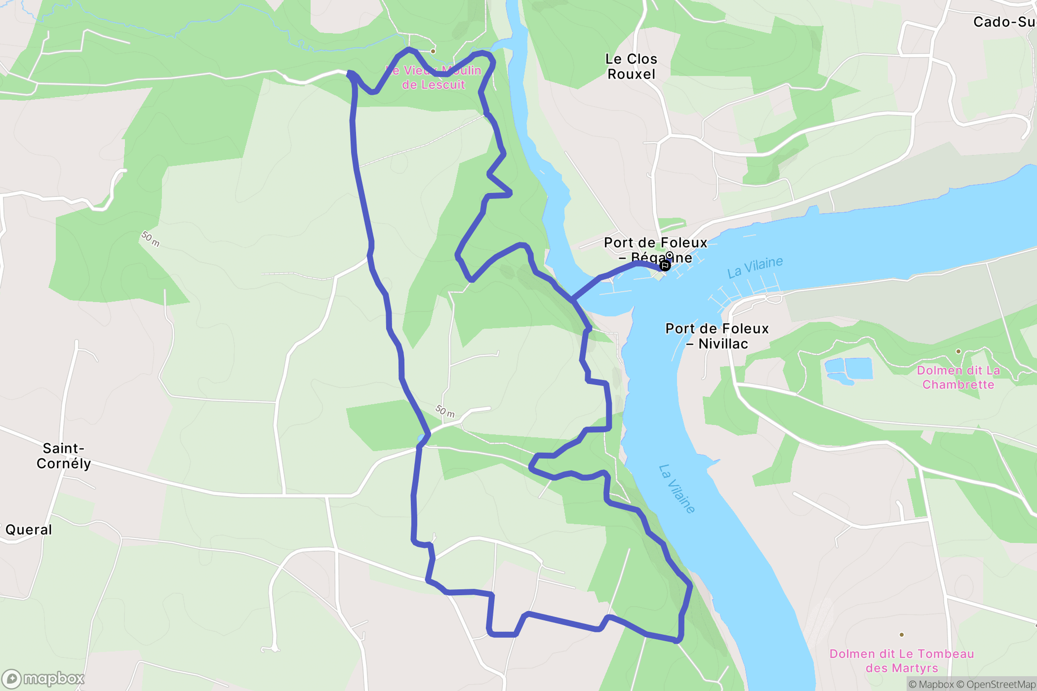 Béganne : carte du parcours de randonnée - France