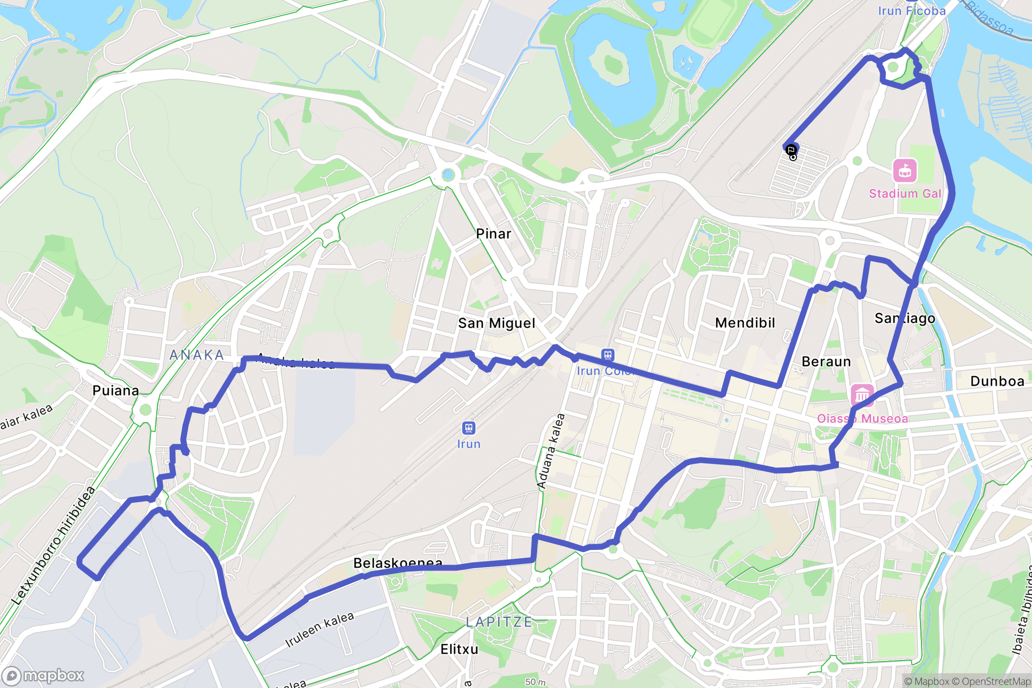 Irun : carte du parcours de randonnée - Spain
