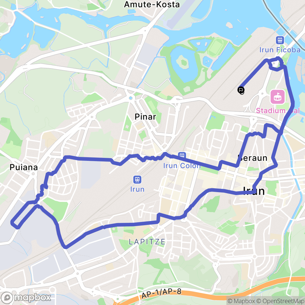 Irun : carte du parcours de randonnée - Spain
