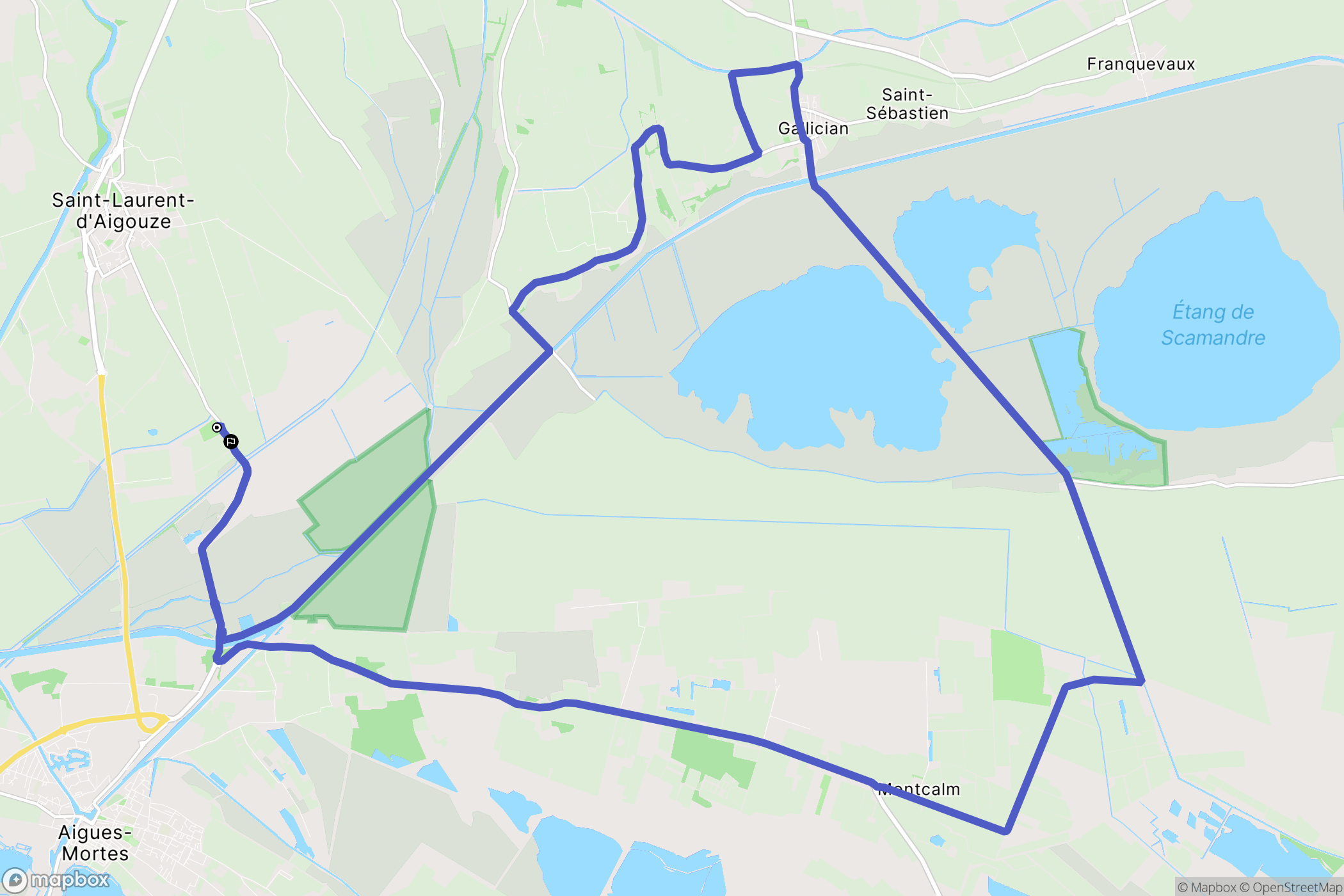 Saint-Laurent-d'Aigouze : carte du parcours de randonnée - France