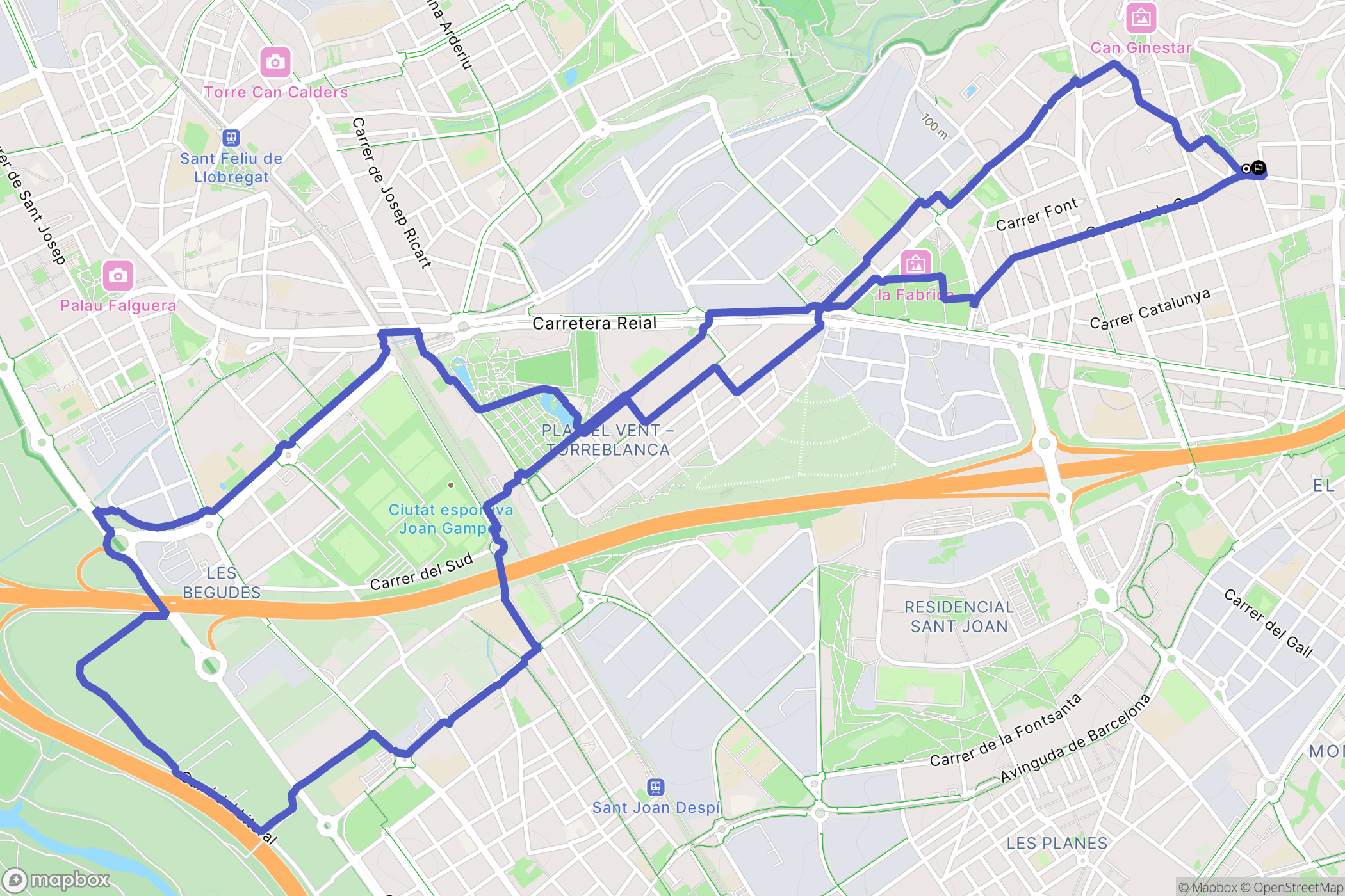 Sant Just Desvern : carte du parcours de randonnée - Spain