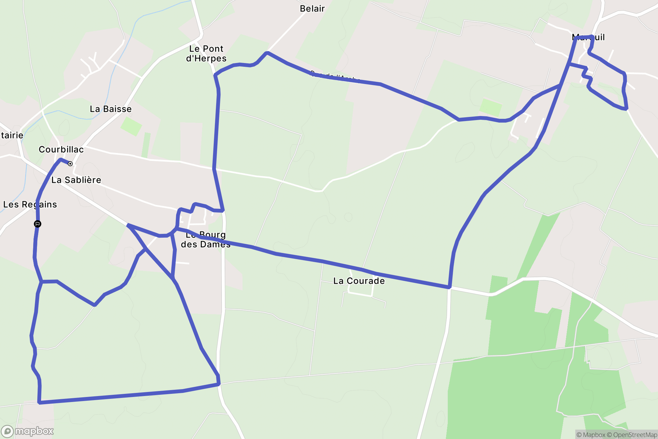 Courbillac : carte du parcours de randonnée - France