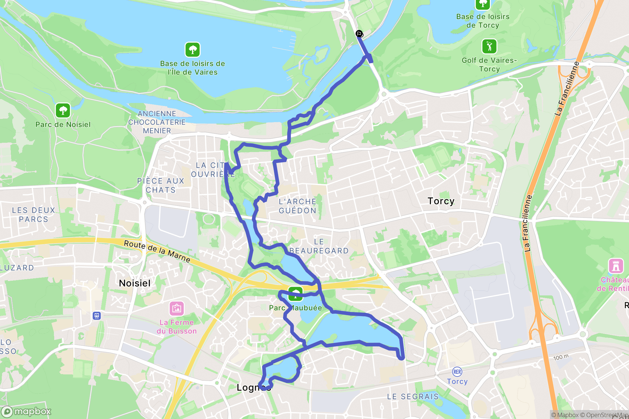 Vaires-sur-Marne : carte du parcours de randonnée - France
