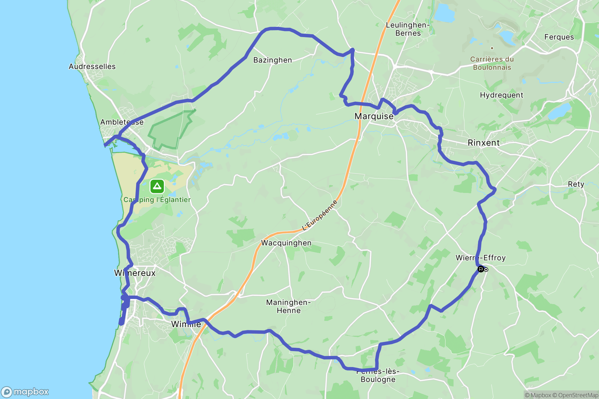 Wierre-Effroy : carte du parcours de randonnée - France