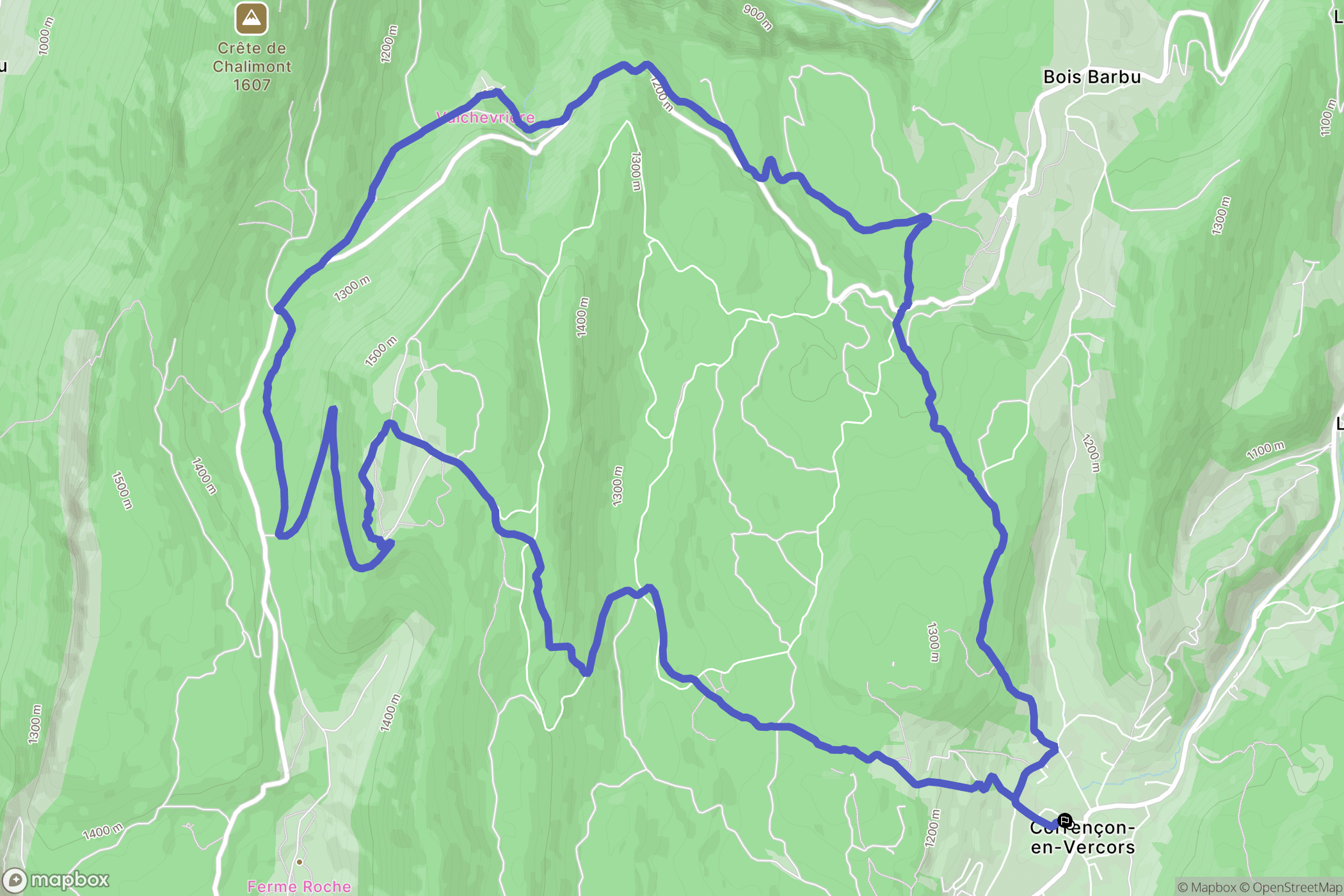 Corrençon-en-Vercors : carte du parcours de randonnée - France