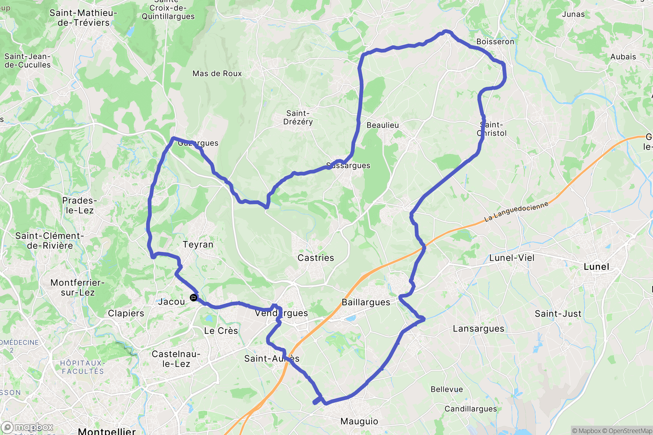 Jacou : carte du parcours de randonnée - France