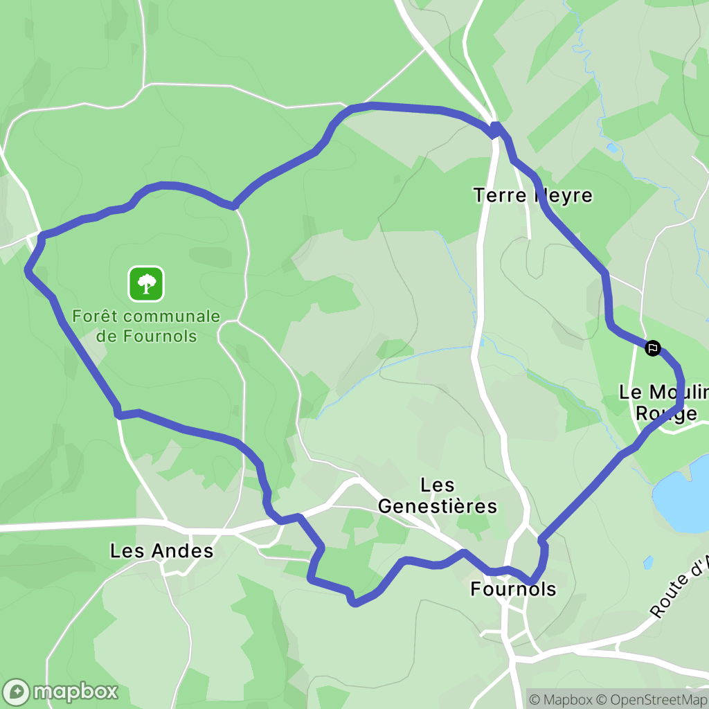 Fournols : carte du parcours de randonnée - France