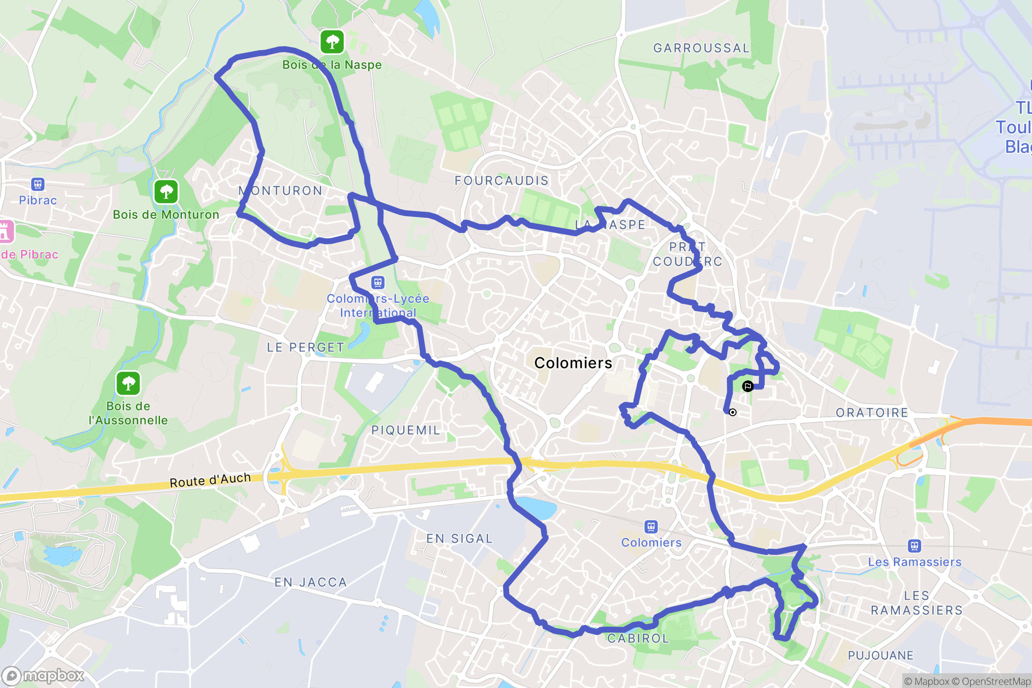 Colomiers : carte du parcours de randonnée - France