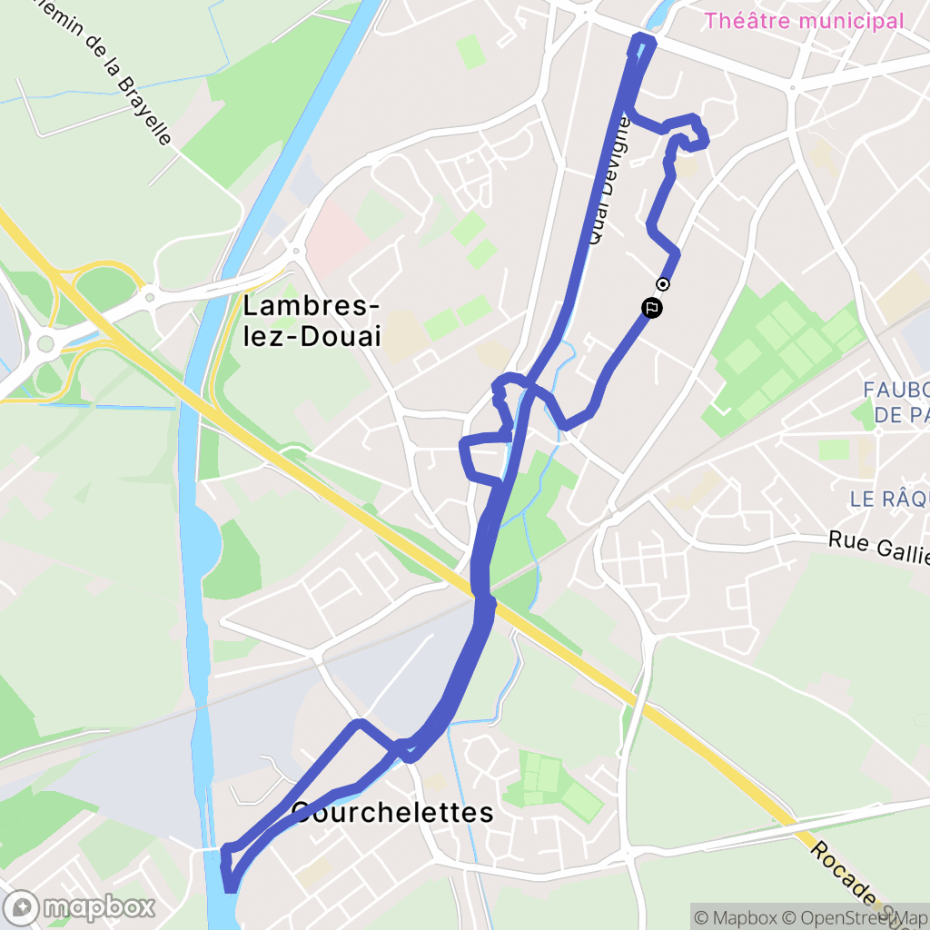 Douai : carte du parcours de randonnée - France