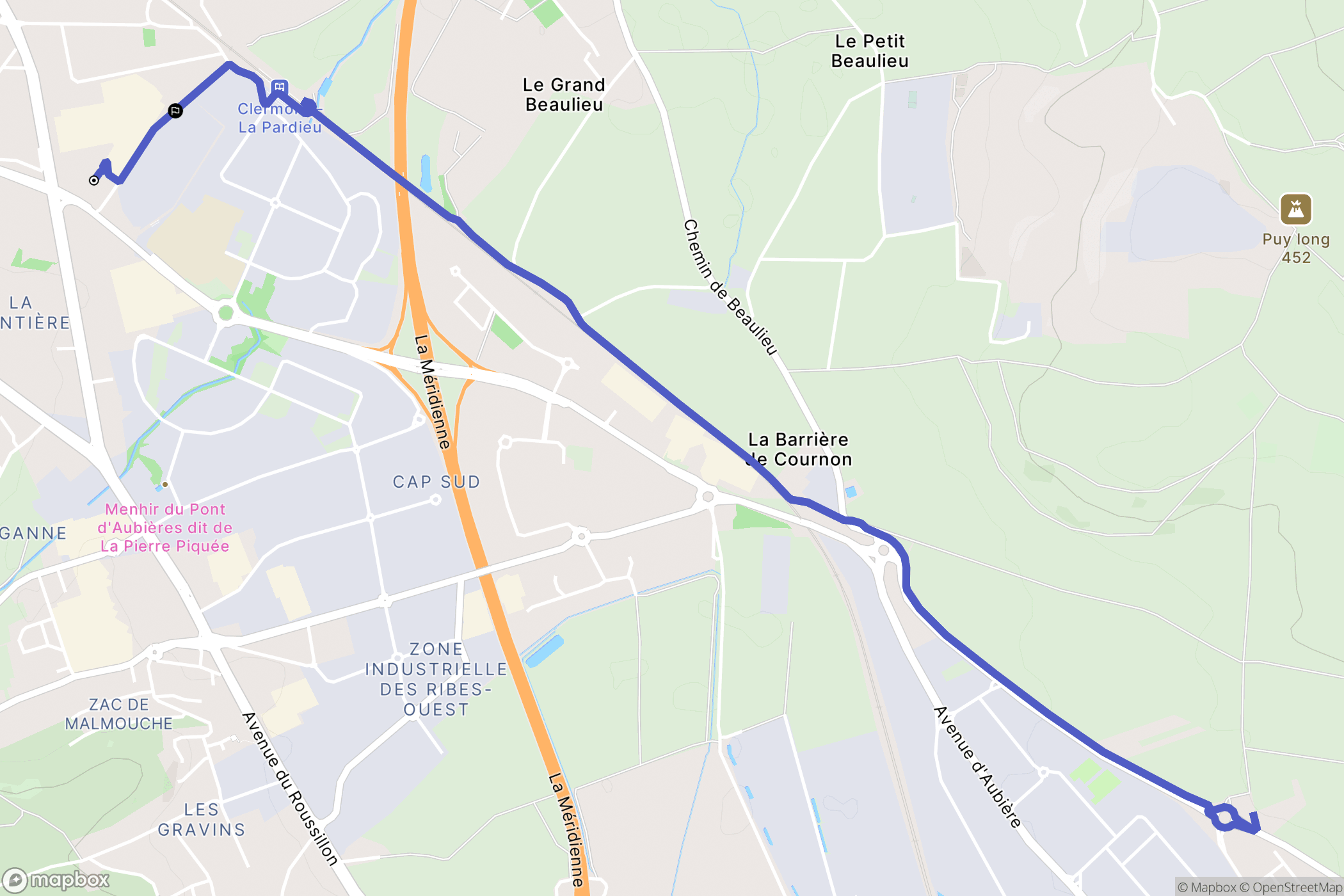 Clermont-Ferrand : carte du parcours de randonnée - France