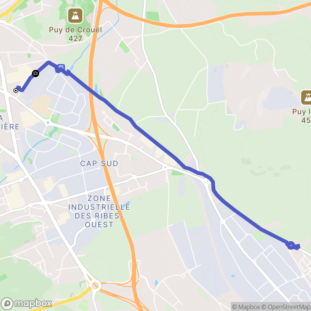 Clermont-Ferrand : carte du parcours de randonnée - France